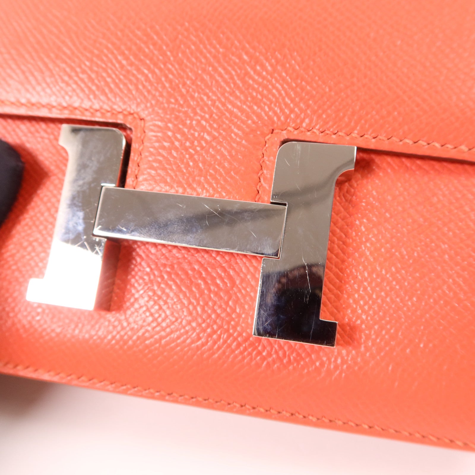 HERMES Epsom皮革Constance Mini銀扣肩背袋Rose Jaipur