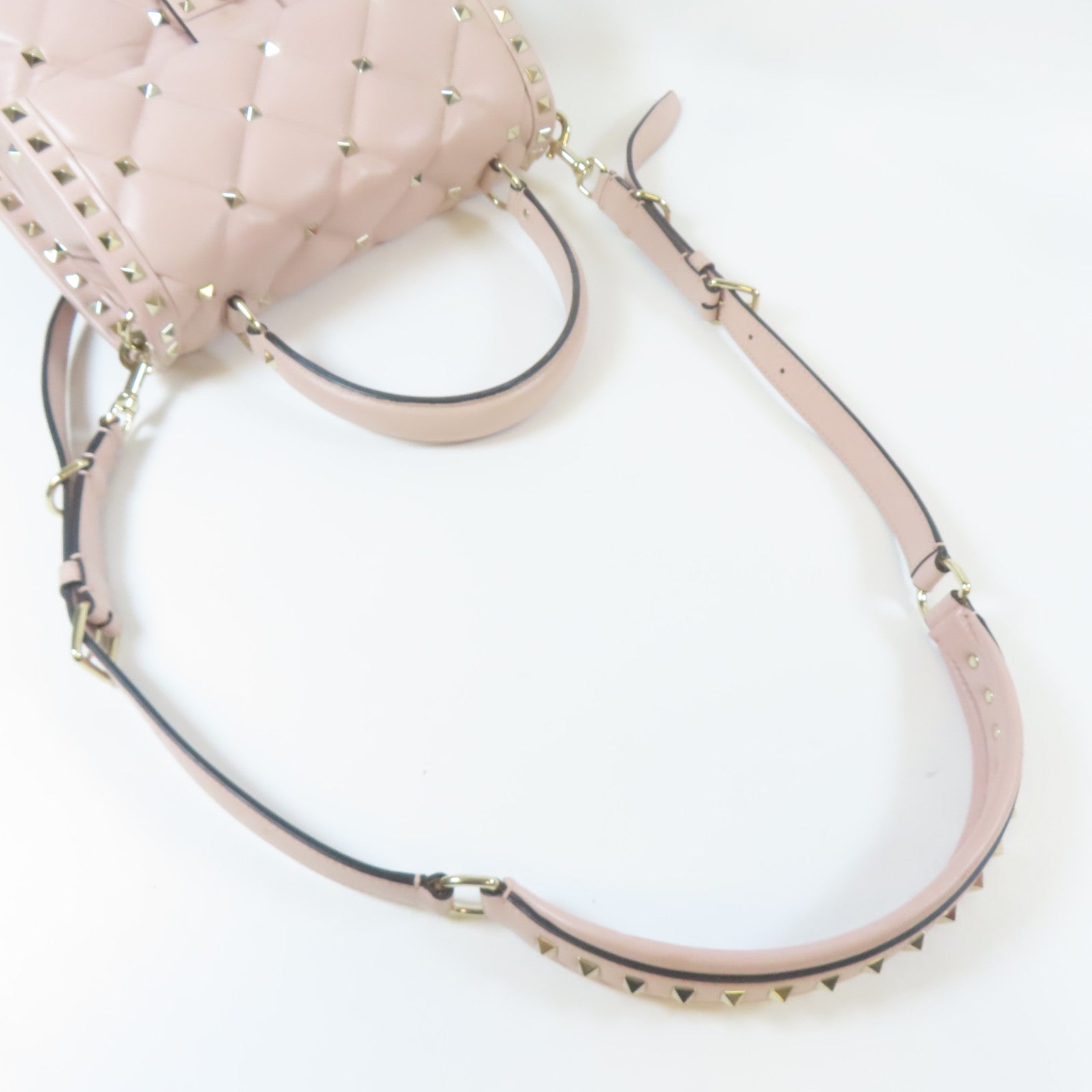 Valentino 【激減優惠】羊皮皮革2way Shoulder Bag金扣手挽肩背兩用袋粉紅色