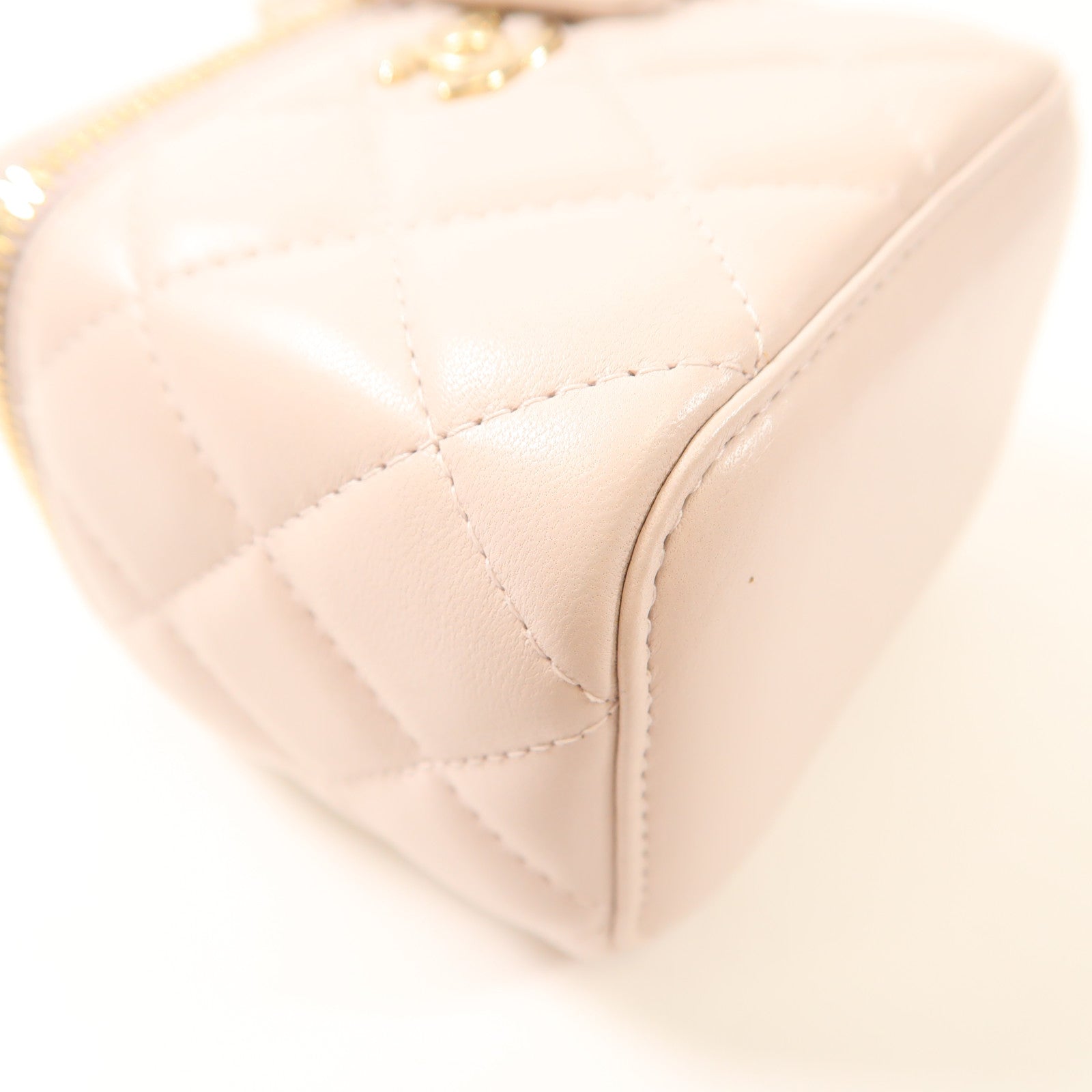 CHANEL CC GHW Mini Vanity Chain Shoulder Bag Calfskin Leather Pink