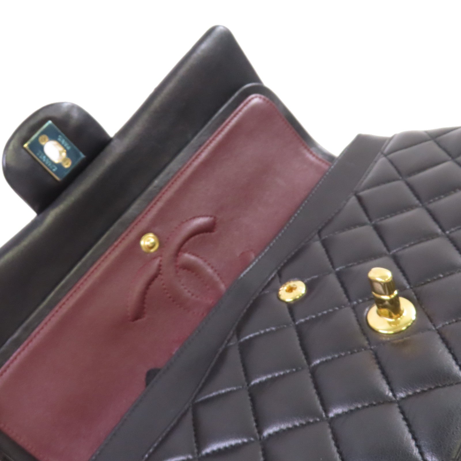 CHANEL 菱格羊皮皮革Classic 25 Chain Shoulder Bag金扣鏈帶肩背袋黑色