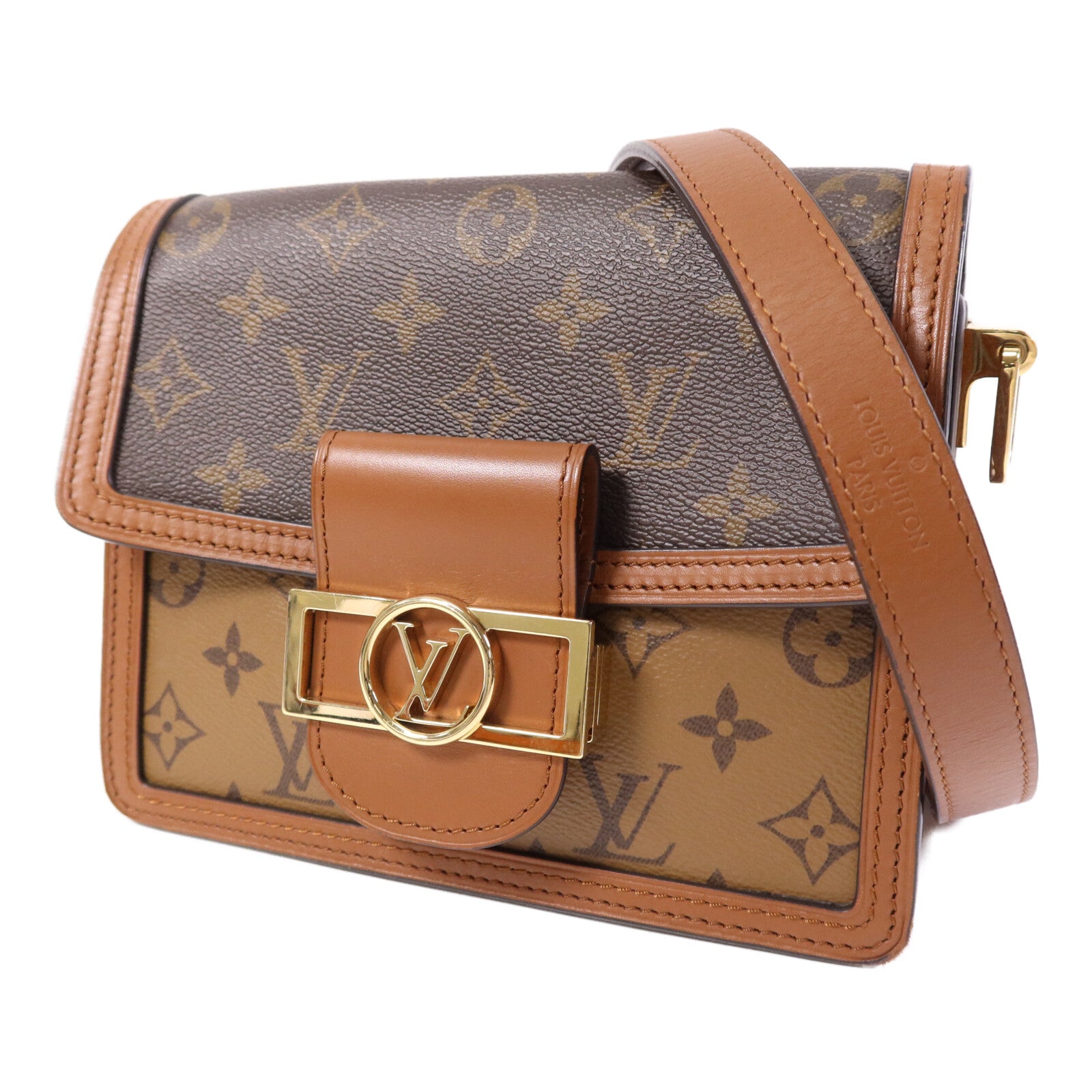 LOUIS VUITTON 【激減優惠】Monogram Reverse Mini Dauphine金扣肩背袋