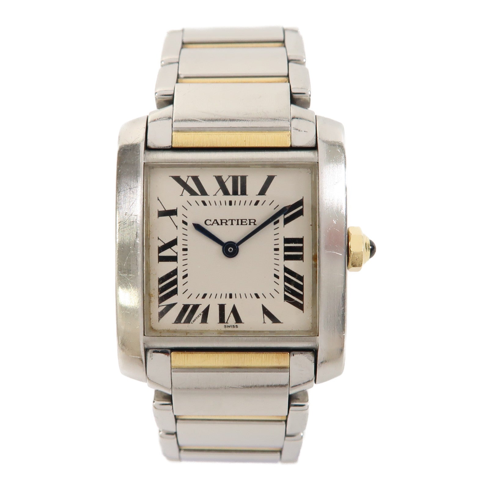 CARTIER Tank Francaise不鏽鋼手錶石英機芯米色