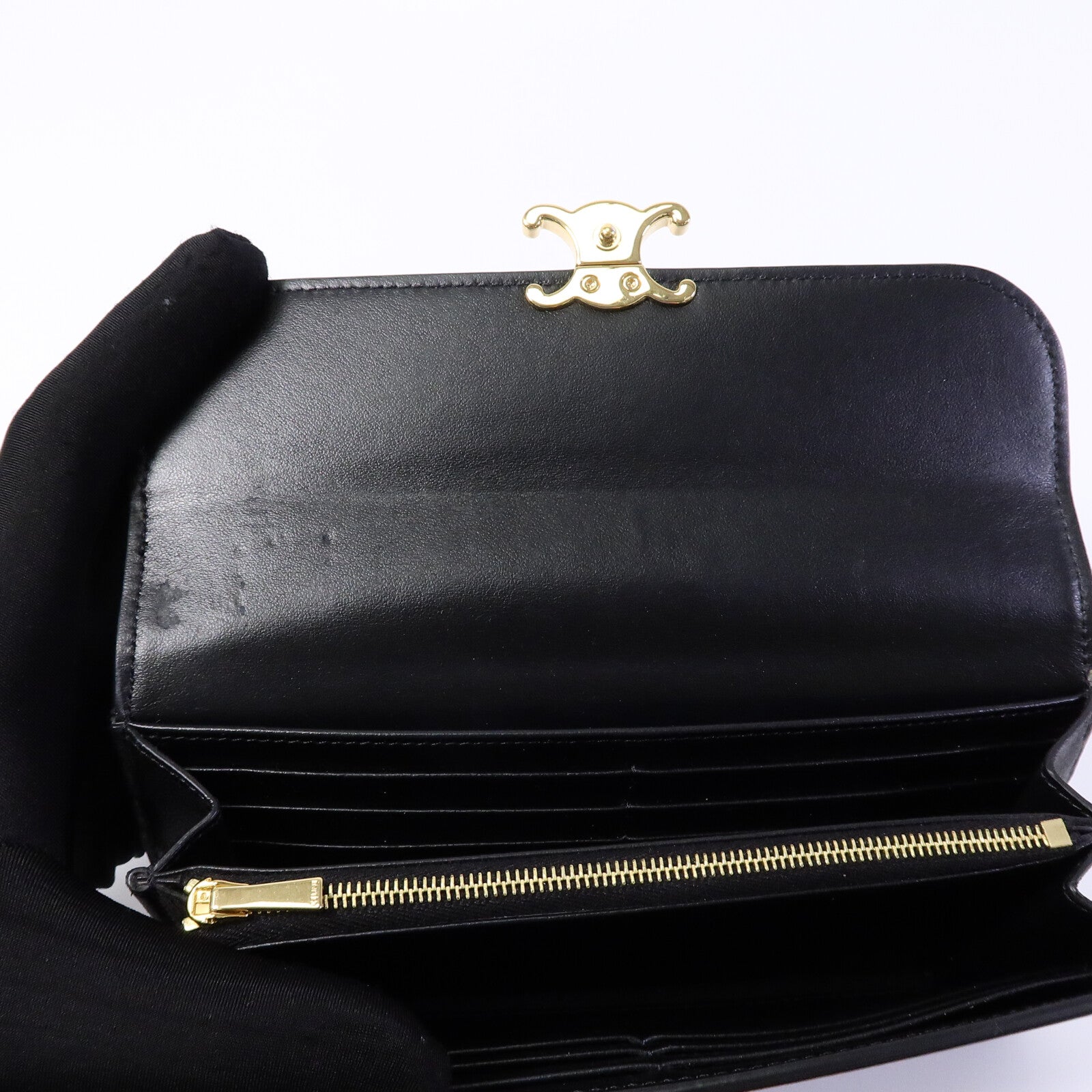 CELINE 牛皮皮革Triomphe Long Wallet長錢包