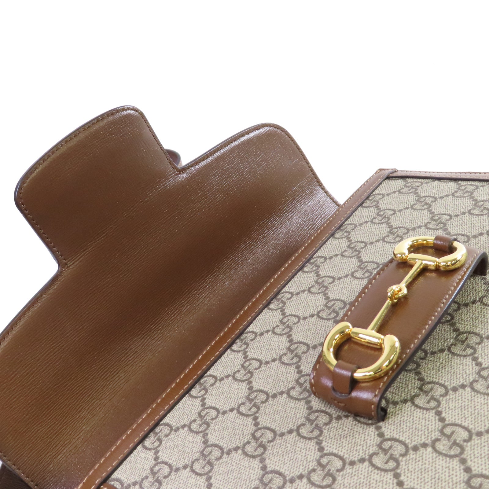 GUCCI 塗層帆布Horsebit 1955 Shoulder Bag金扣肩背袋啡色