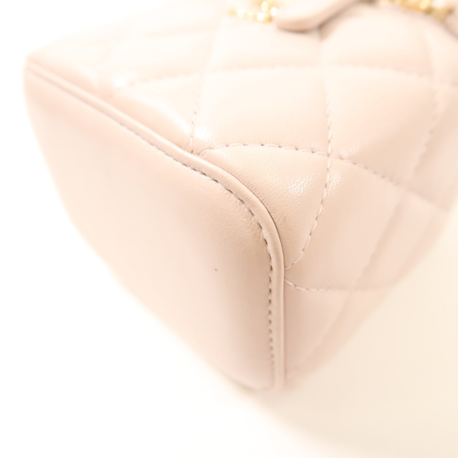 CHANEL CC GHW Mini Vanity Chain Shoulder Bag Calfskin Leather Pink