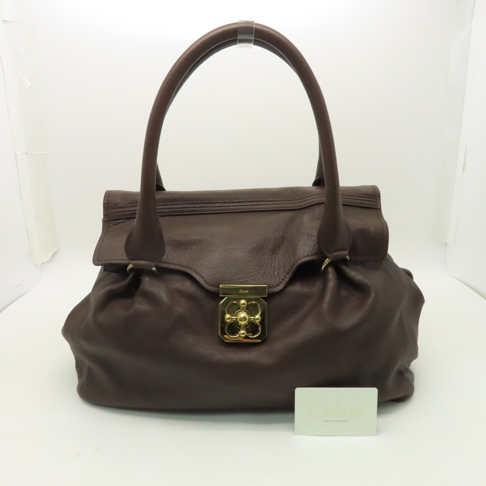 Chloe 【清倉大減價】牛皮皮革Shoulder Bag金扣肩背袋啡色