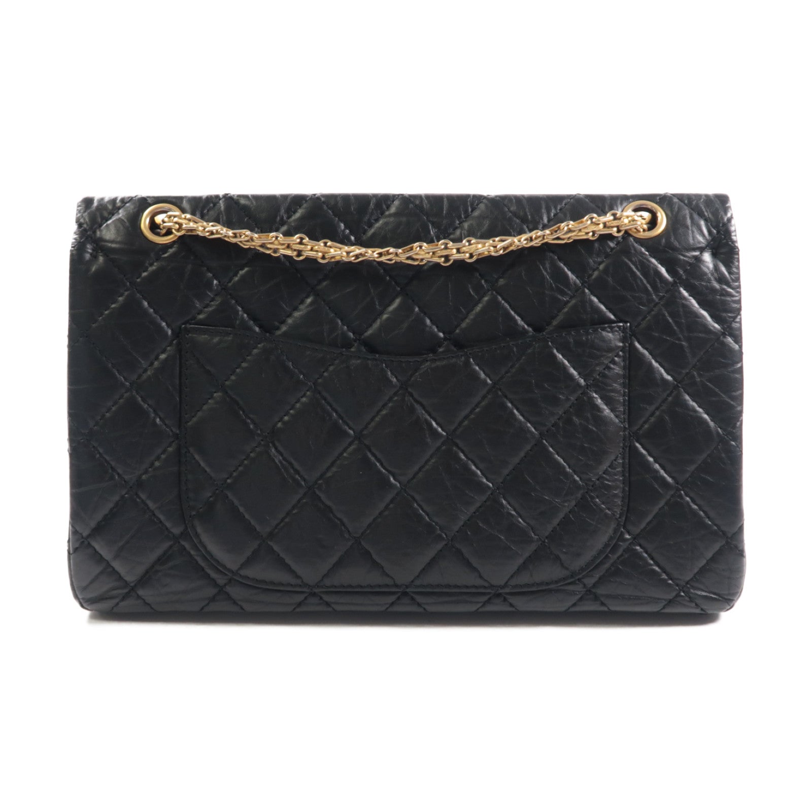 CHANEL 菱格羊皮皮革2.55金扣鏈帶肩背袋黑色