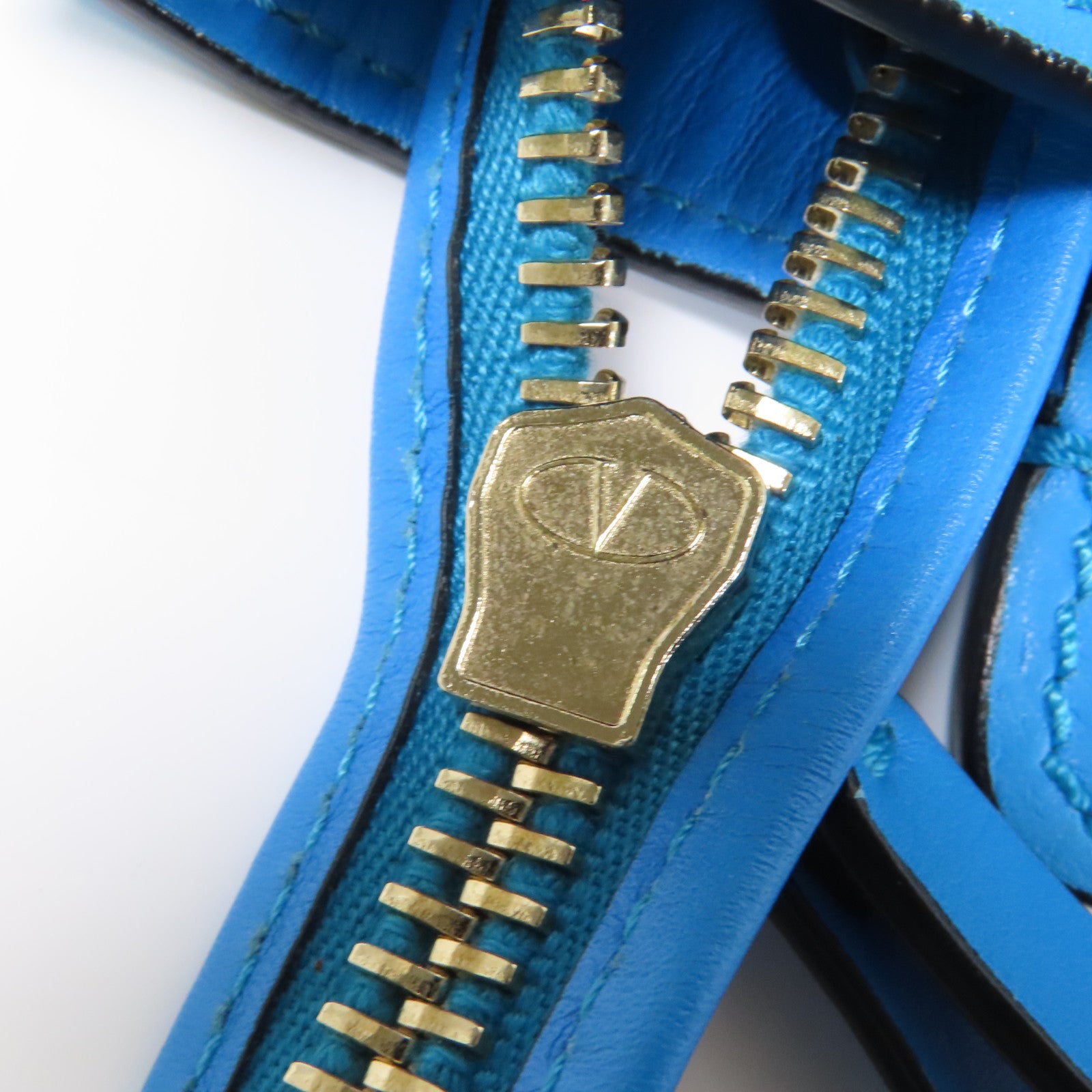 Valentino 【激減優惠】牛皮皮革Shoulder Bag金扣手挽肩背兩用袋藍色