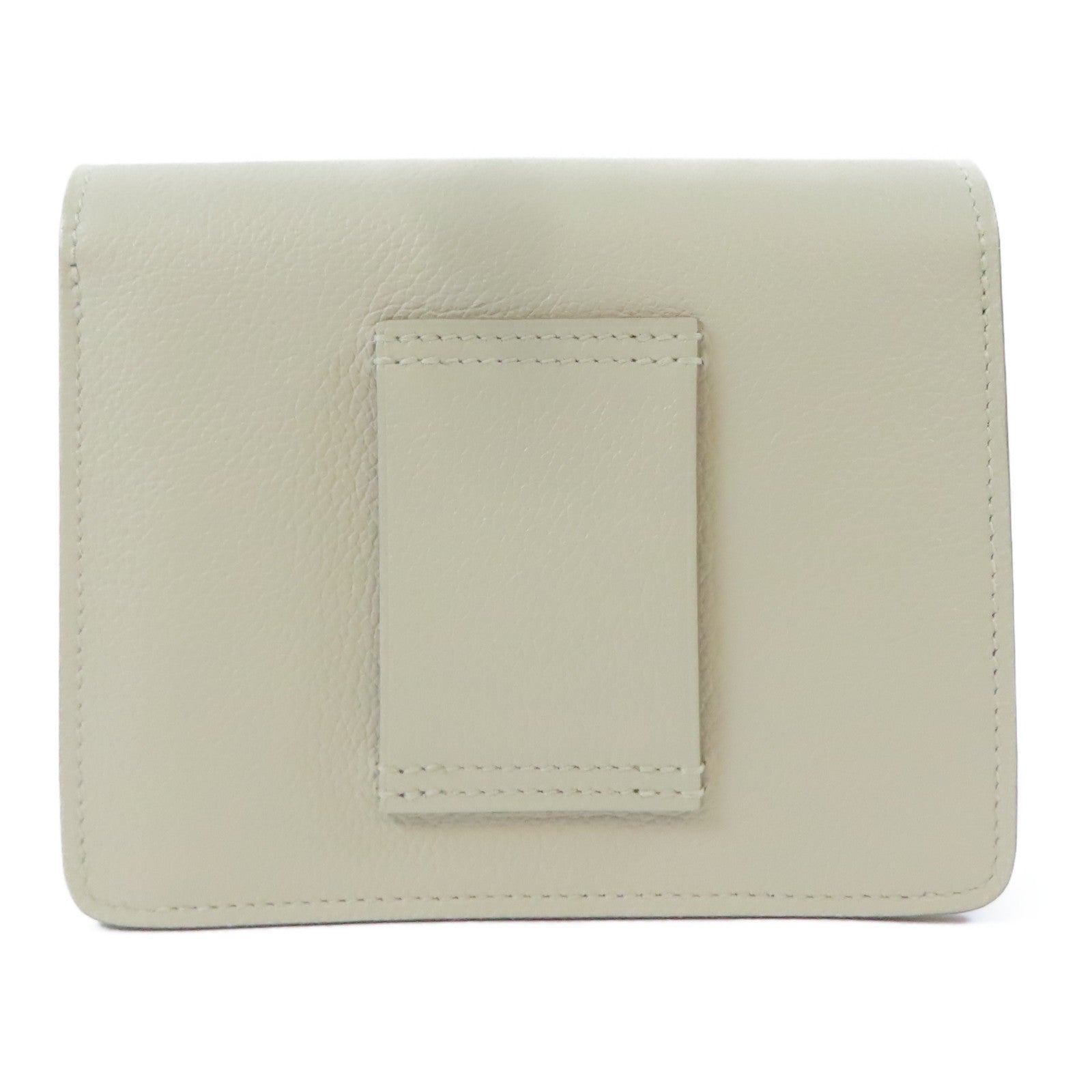 HERMES Chevre皮革Roulis Slim金扣錢包Nata白色