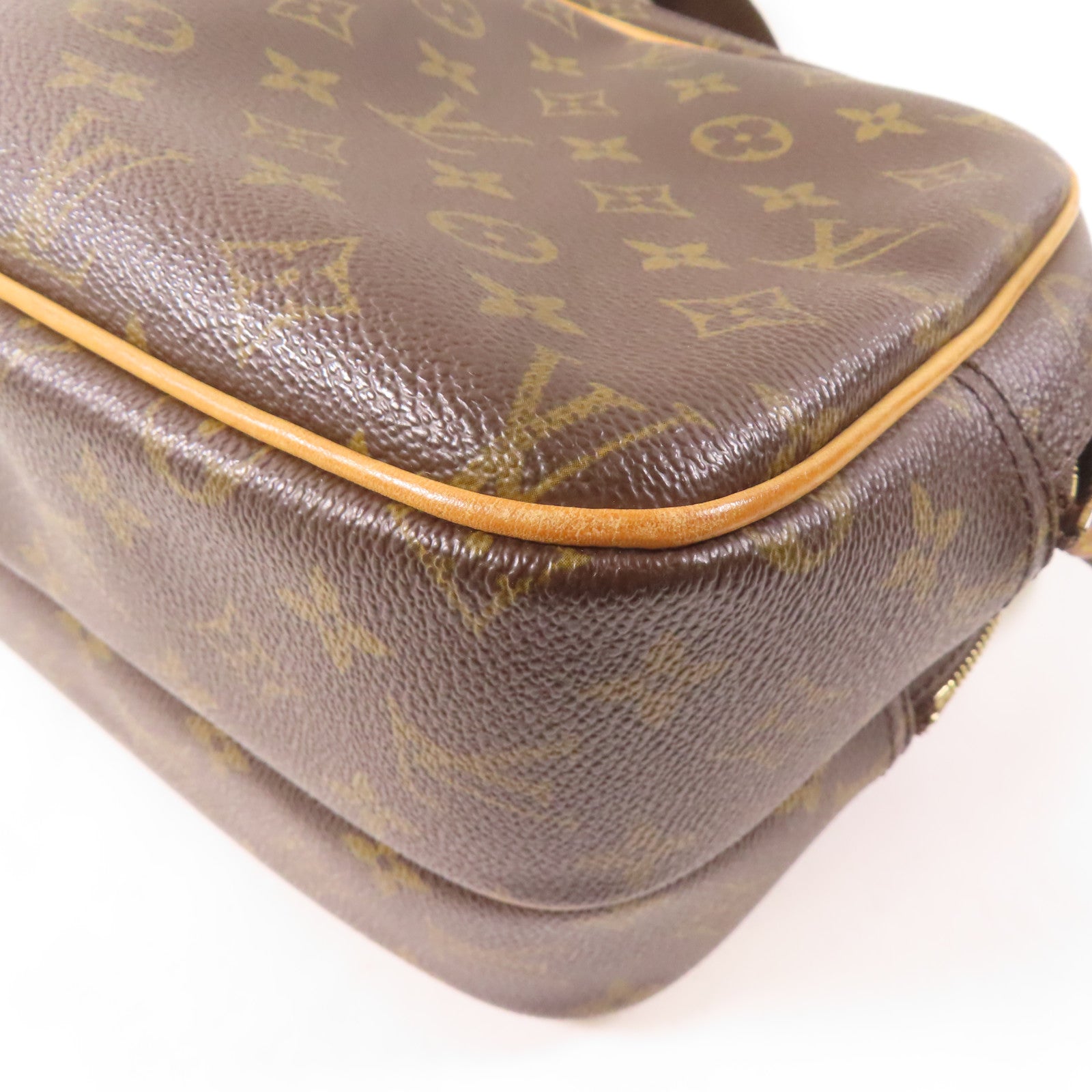 LOUIS VUITTON Monogram Reporter PM金扣肩背袋啡色