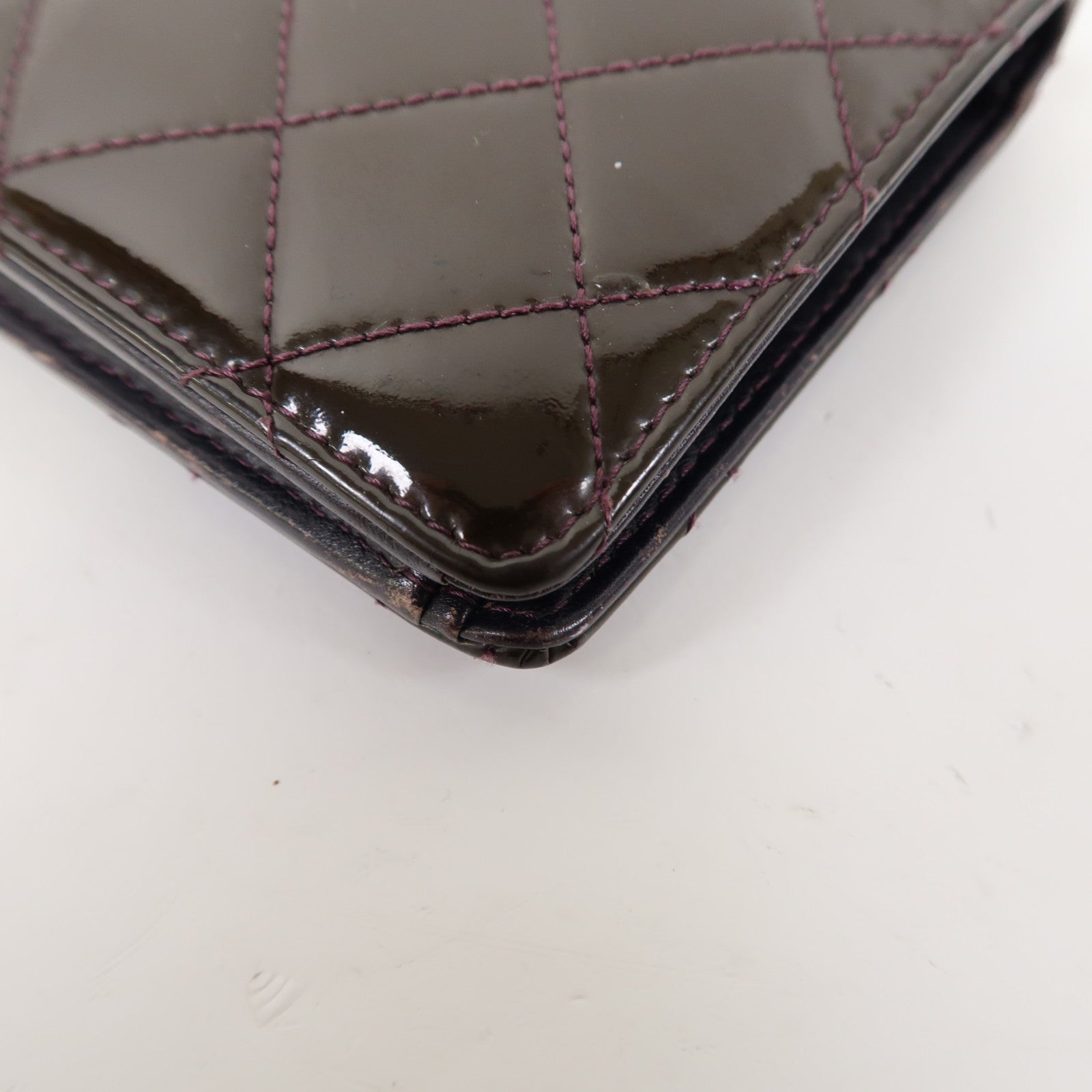 CHANEL 【激減優惠】菱格漆皮皮革Long Wallet銀扣長錢包紫色