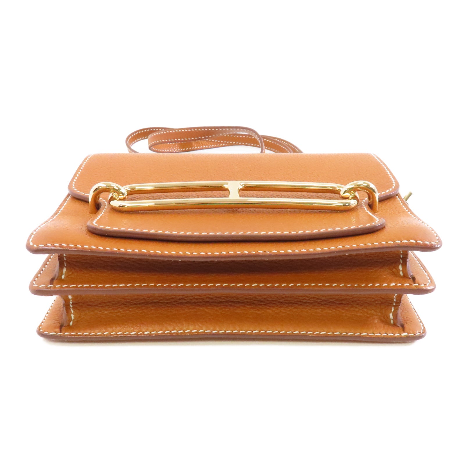 HERMES Barenia Faubourg皮革Mini Roulis金扣肩背袋啡色