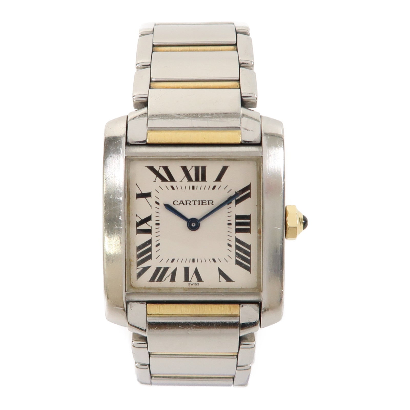 CARTIER Tank Francaise不鏽鋼手錶石英機芯米色