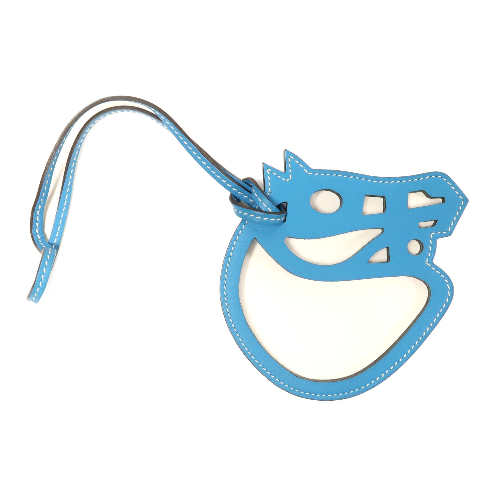HERMES Swift皮革Horse Charm掛飾Bleu Hydra