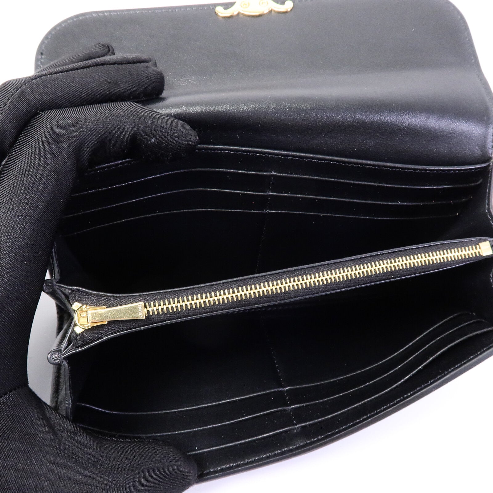 CELINE 牛皮皮革Triomphe Long Wallet長錢包
