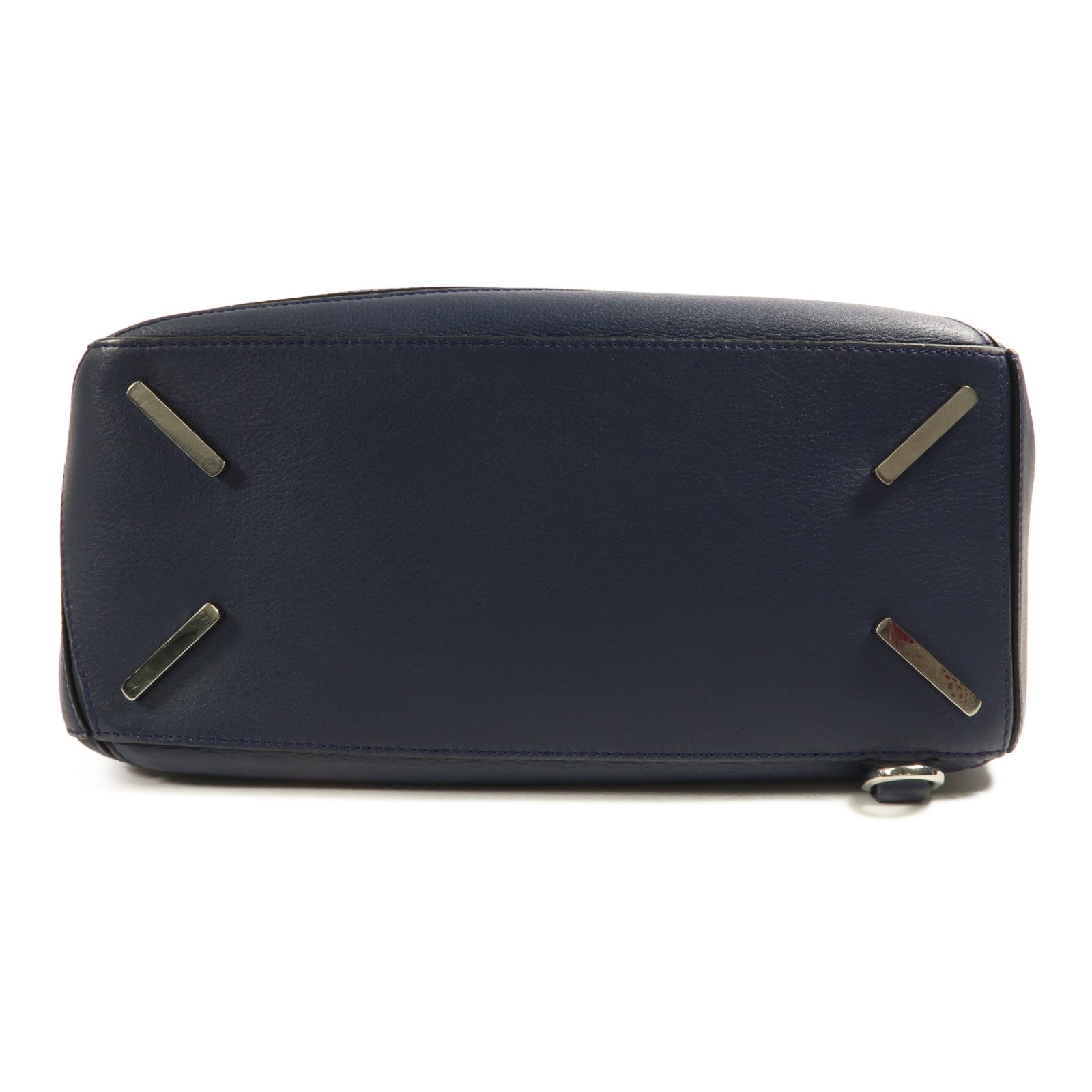 LOEWE 牛皮皮革Puzzle Bag Medium銀扣手挽肩背兩用袋藍色