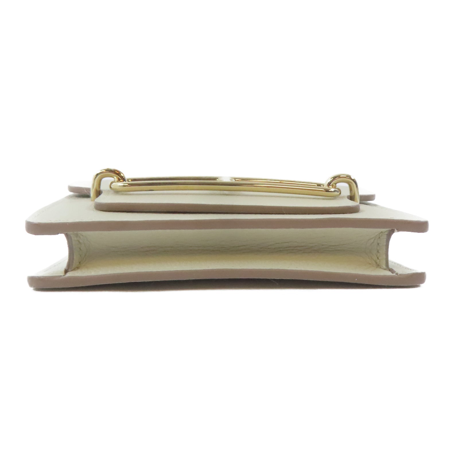 HERMES Chevre皮革Roulis Slim金扣錢包Nata白色