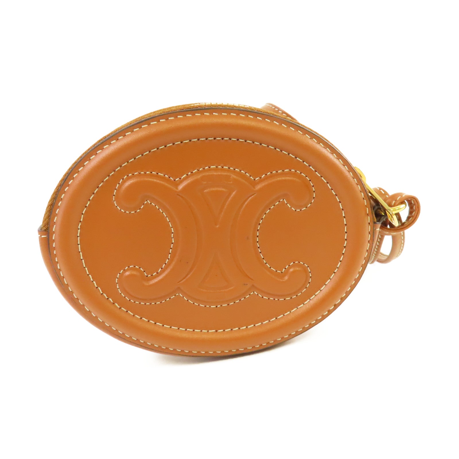 CELINE **【激減優惠】牛皮皮革Coin pouch金扣手拿包啡色