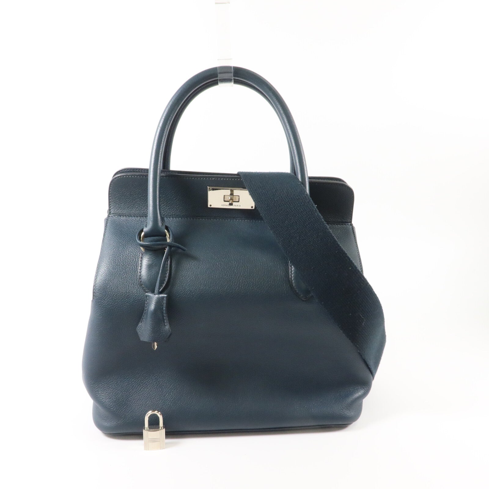 HERMES Evercolor皮革Toolbox 26手挽肩背兩用袋Bleu Ocean