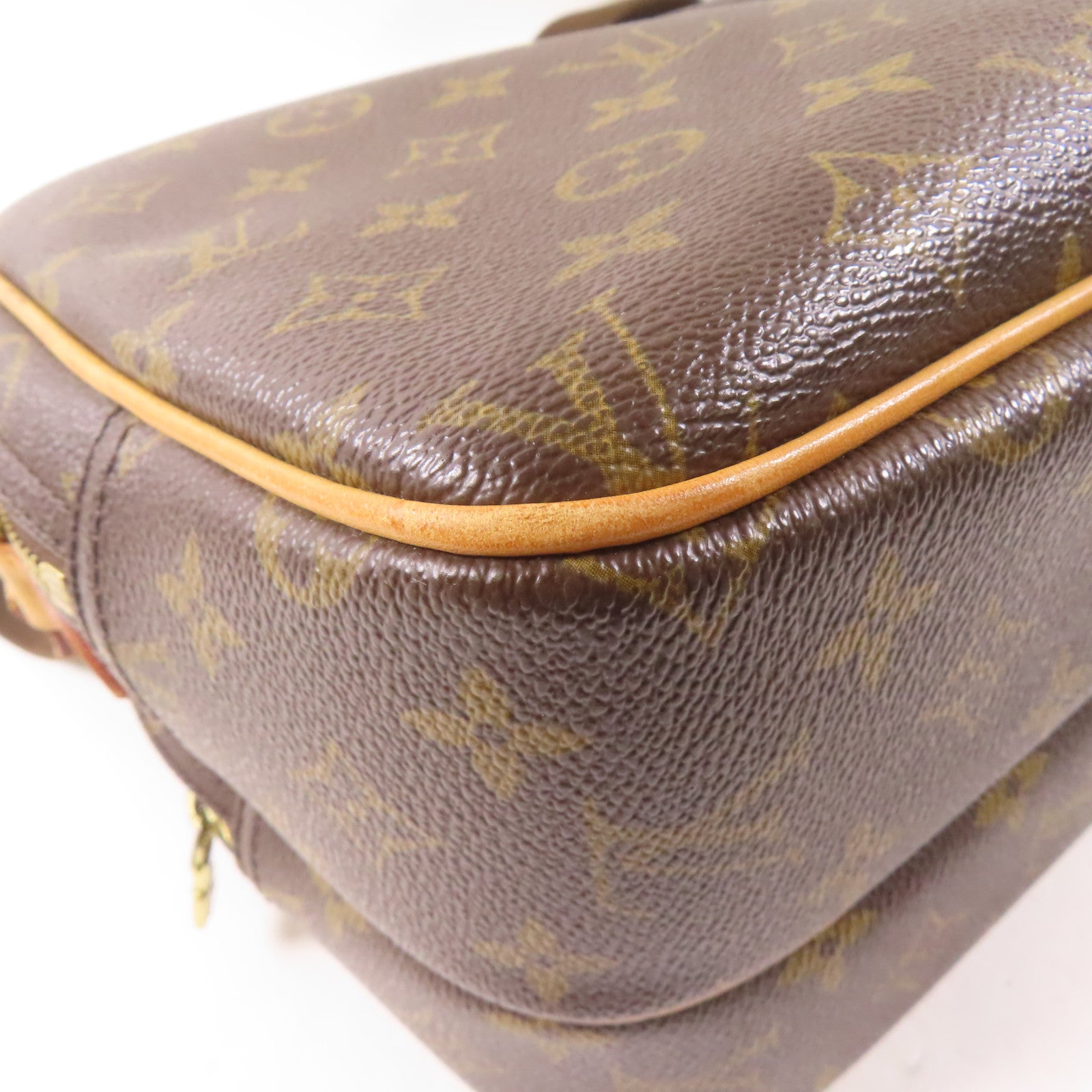 LOUIS VUITTON Monogram Reporter PM金扣肩背袋啡色