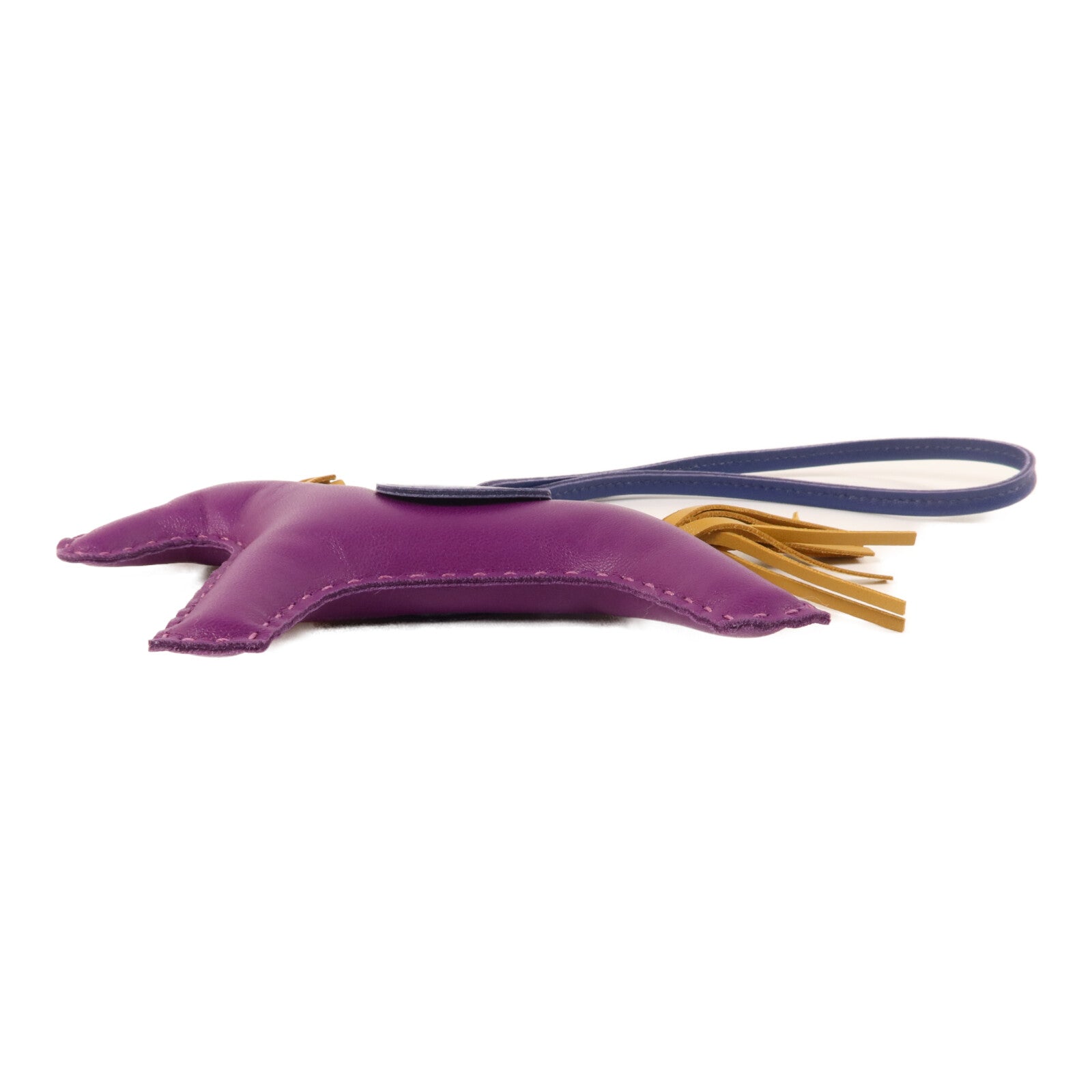 HERMES Milo皮革Rodeo MM掛飾Violet/Sesame/Bleu Saphir
