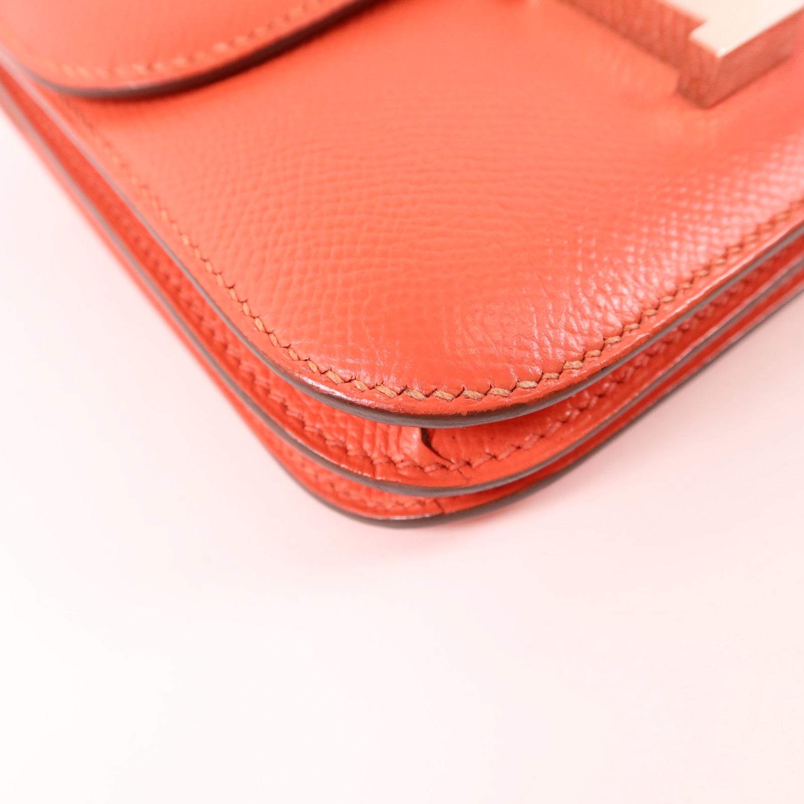HERMES Epsom皮革Constance Mini銀扣肩背袋Rose Jaipur