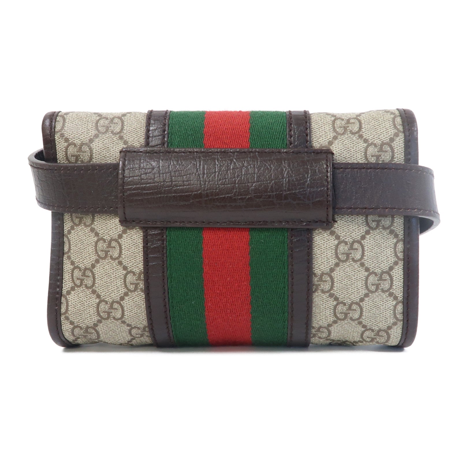 GUCCI 塗層帆布Waist Bag銀扣腰包啡色