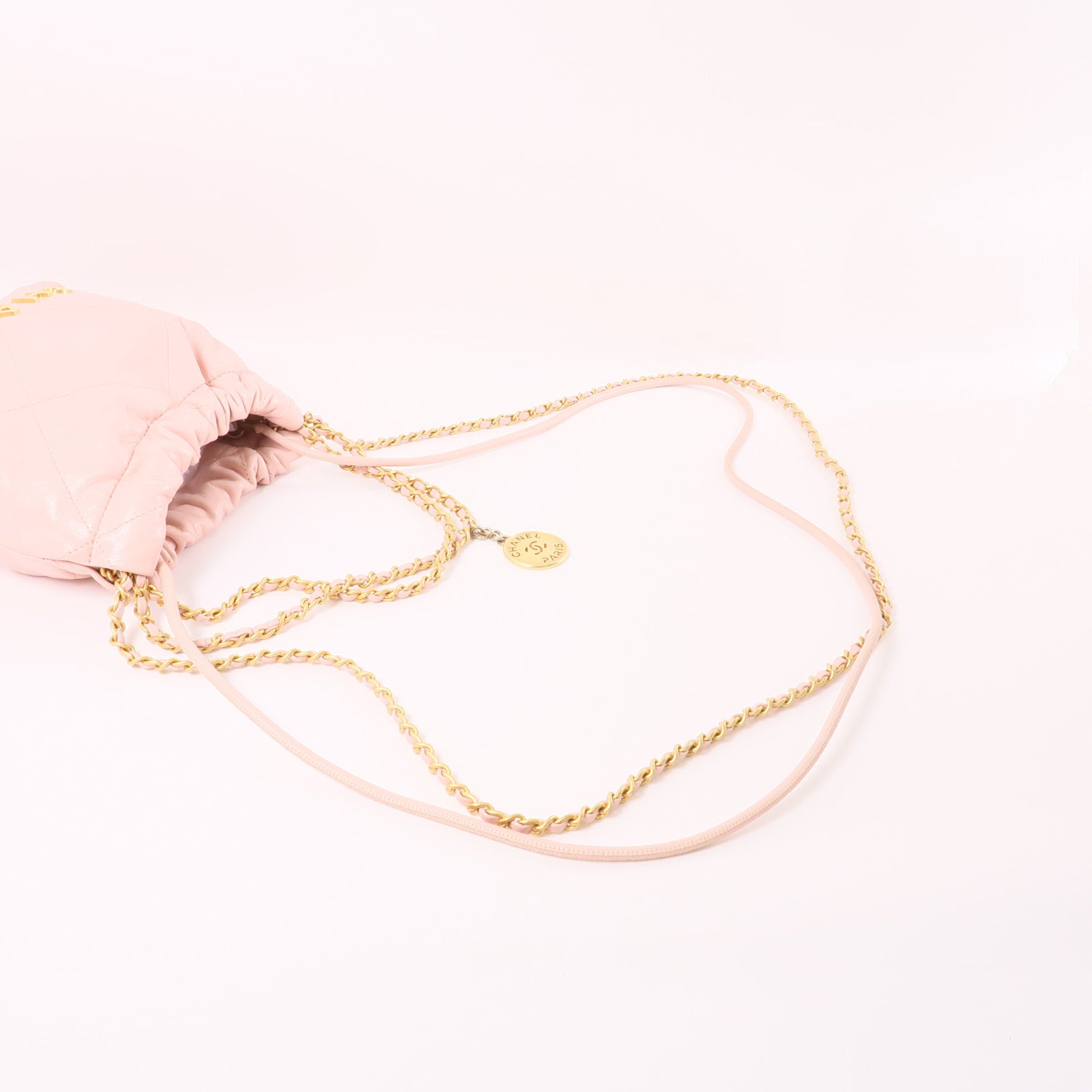 CHANEL【激減優惠】 牛皮皮革Mini 22金扣手挽肩背兩用袋粉紅色