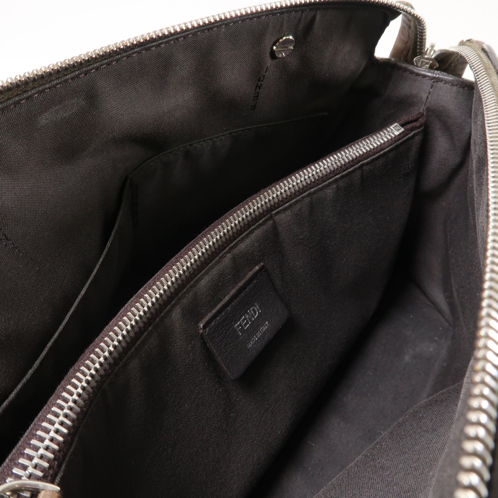 FENDI 牛皮皮革By The Way銀扣手挽肩背兩用袋啡色