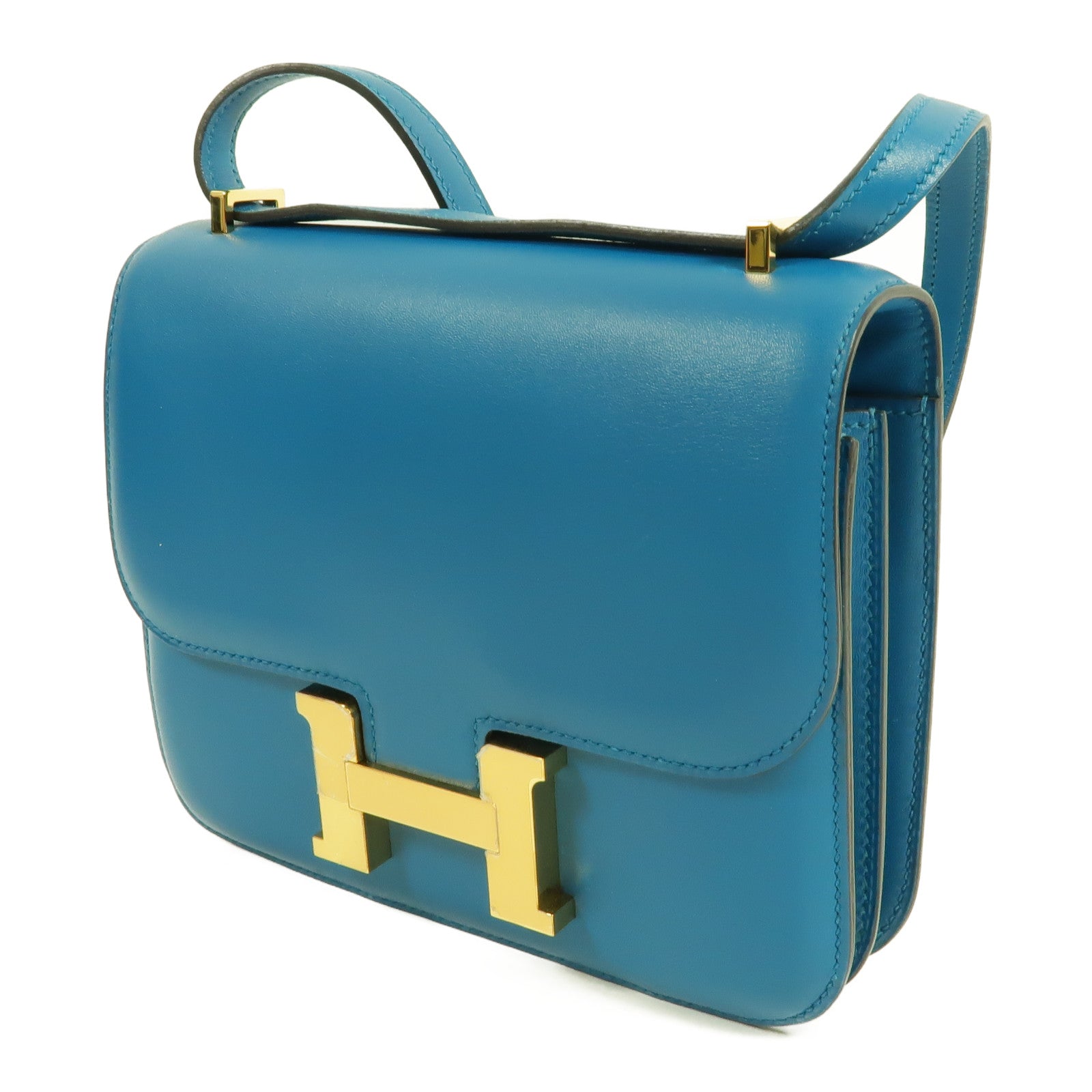 HERMES Swift皮革Constance Mini肩背袋Bleu Zanzibar