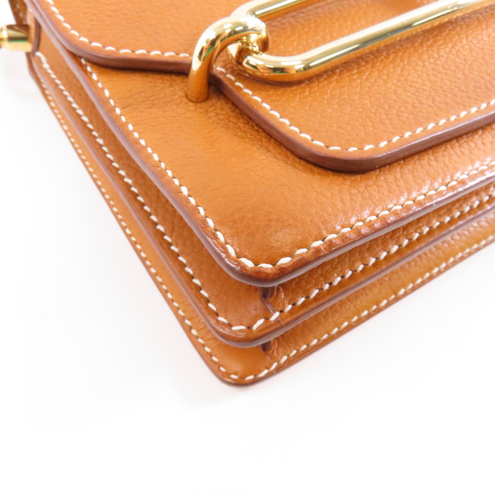 HERMES Barenia Faubourg皮革Mini Roulis金扣肩背袋啡色