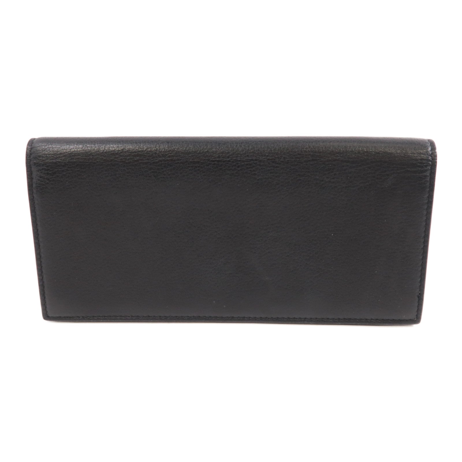 YVES SAINT LAURENT 牛皮皮革Tiny Long Wallet金扣長錢包黑色
