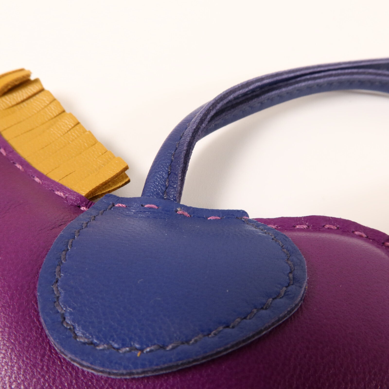 HERMES Milo皮革Rodeo MM掛飾Violet/Sesame/Bleu Saphir