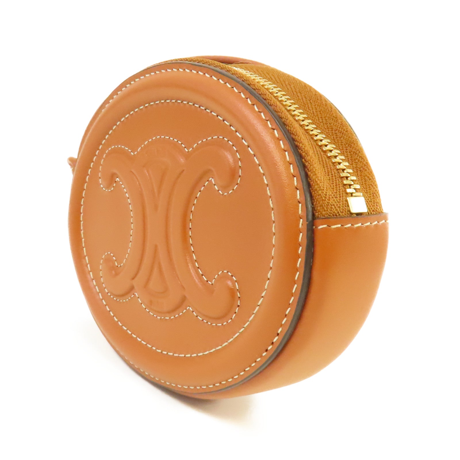 CELINE **【激減優惠】牛皮皮革Coin pouch金扣手拿包啡色