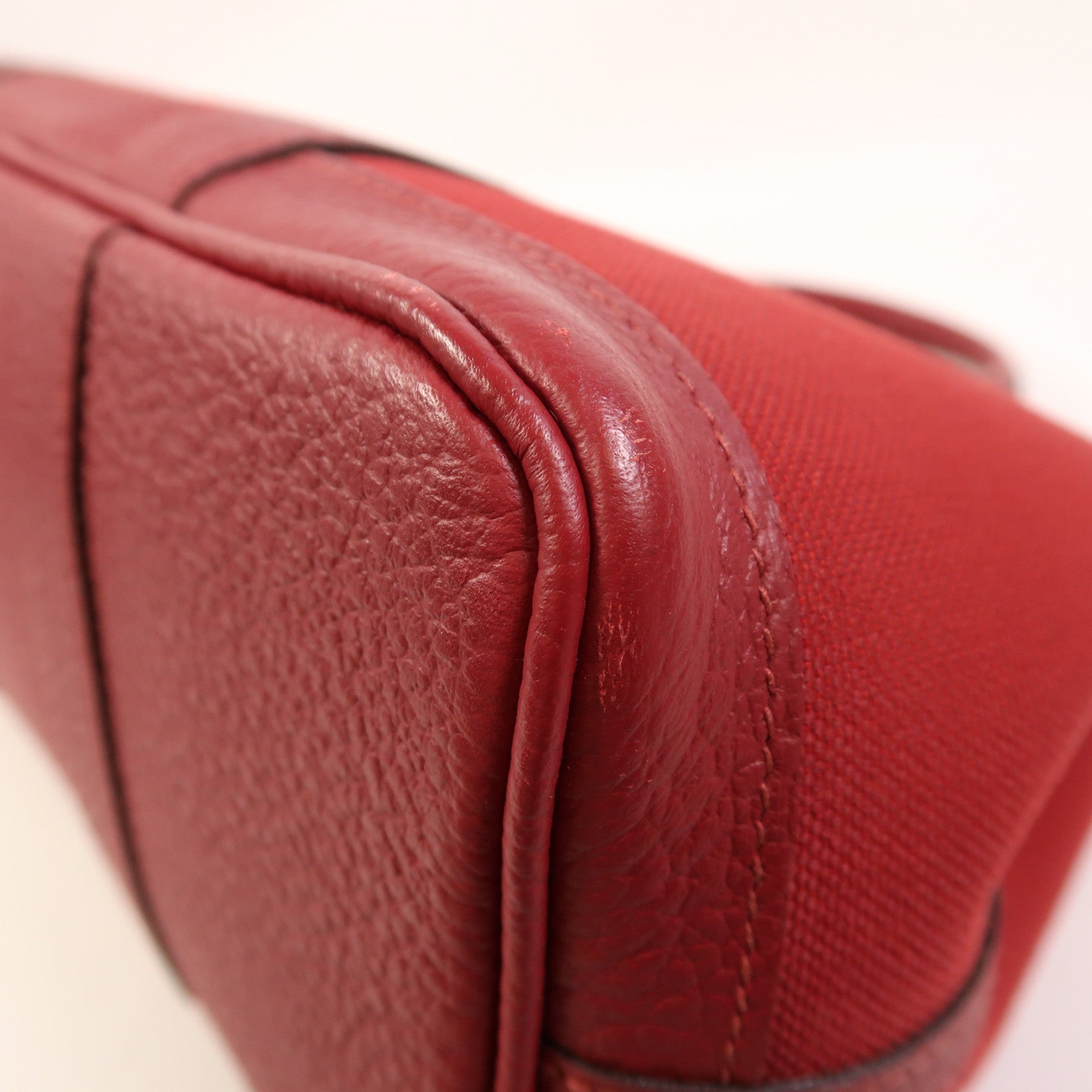 HERMES 帆布Garden Party TPM銀扣手挽袋Rouge Casaque