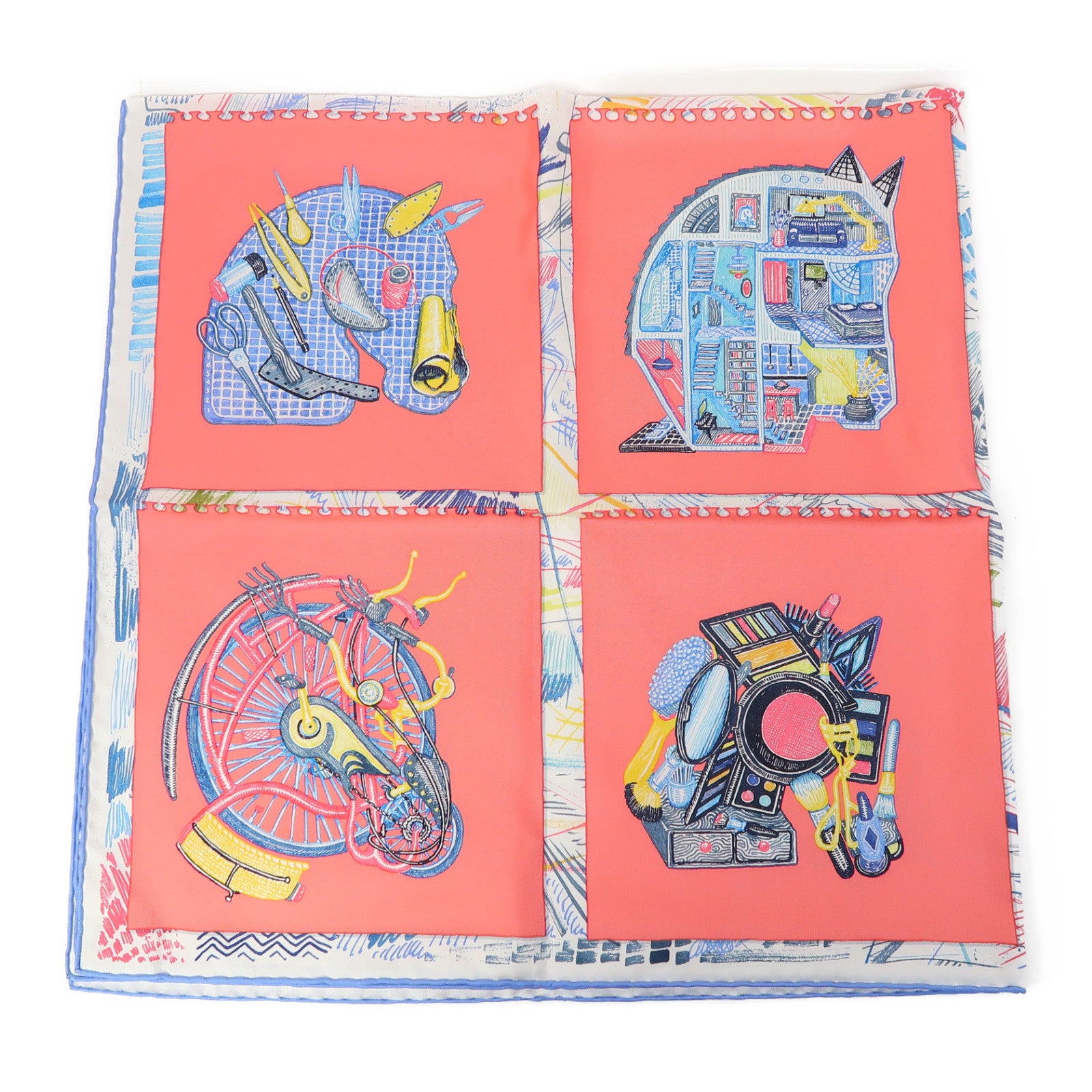 HERMES 絲質Scarf圍巾彩色