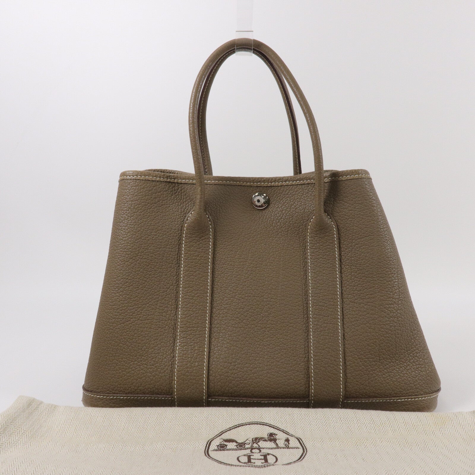 HERMES Negonda皮革Garden Party TPM手挽袋Etoupe