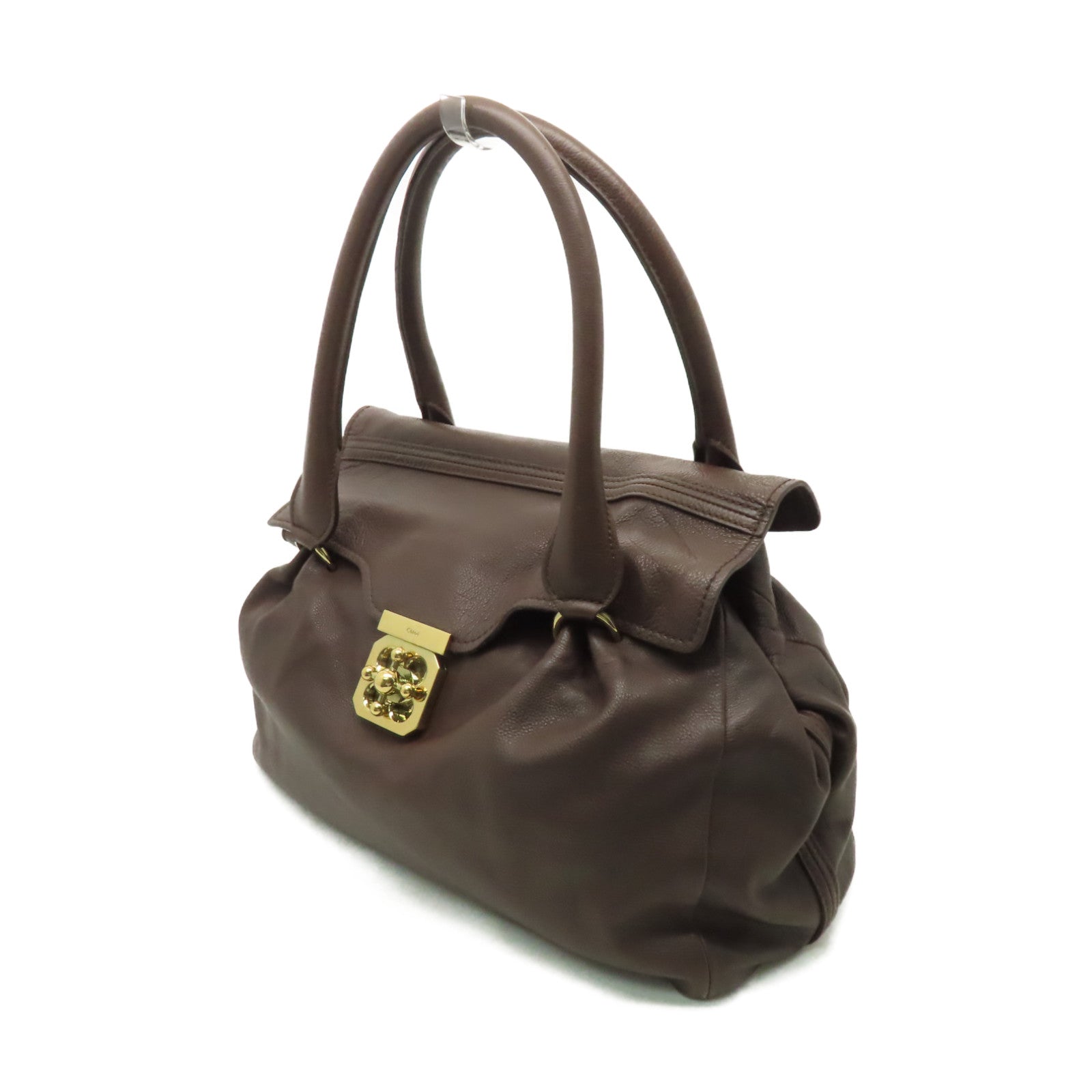 Chloe 【清倉大減價】牛皮皮革Shoulder Bag金扣肩背袋啡色
