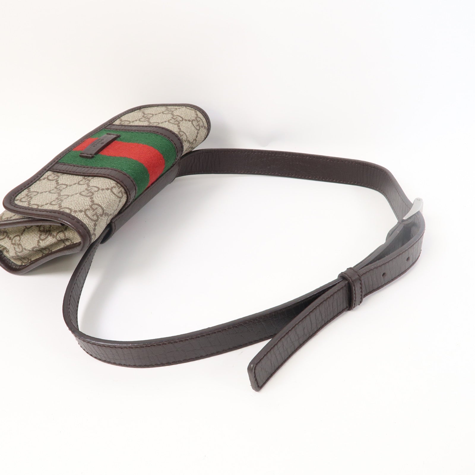 GUCCI 塗層帆布Waist Bag銀扣腰包啡色