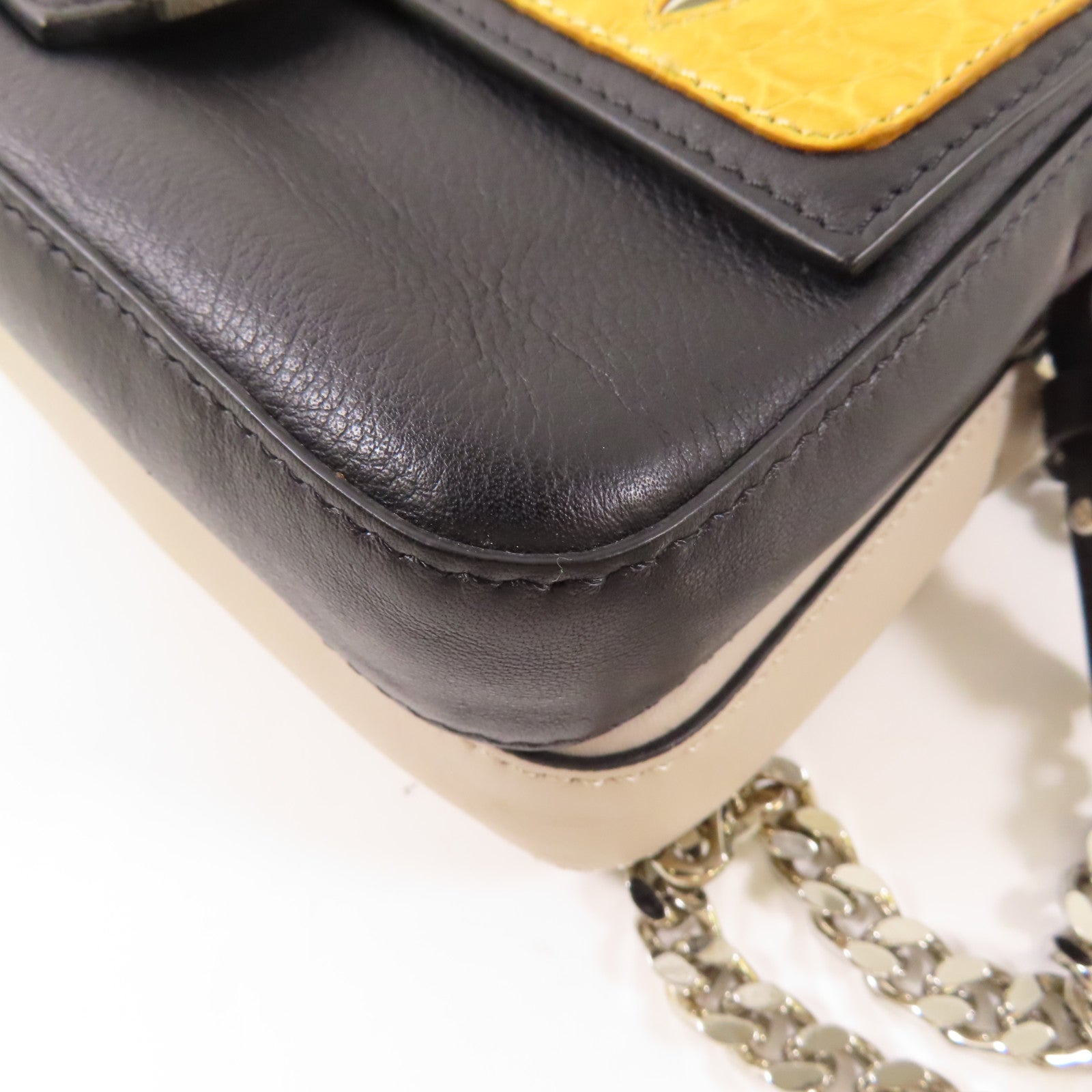 FENDI 【激減優惠】蛇皮皮革/牛皮皮革Double Baguette Micro銀扣手挽肩背兩用袋