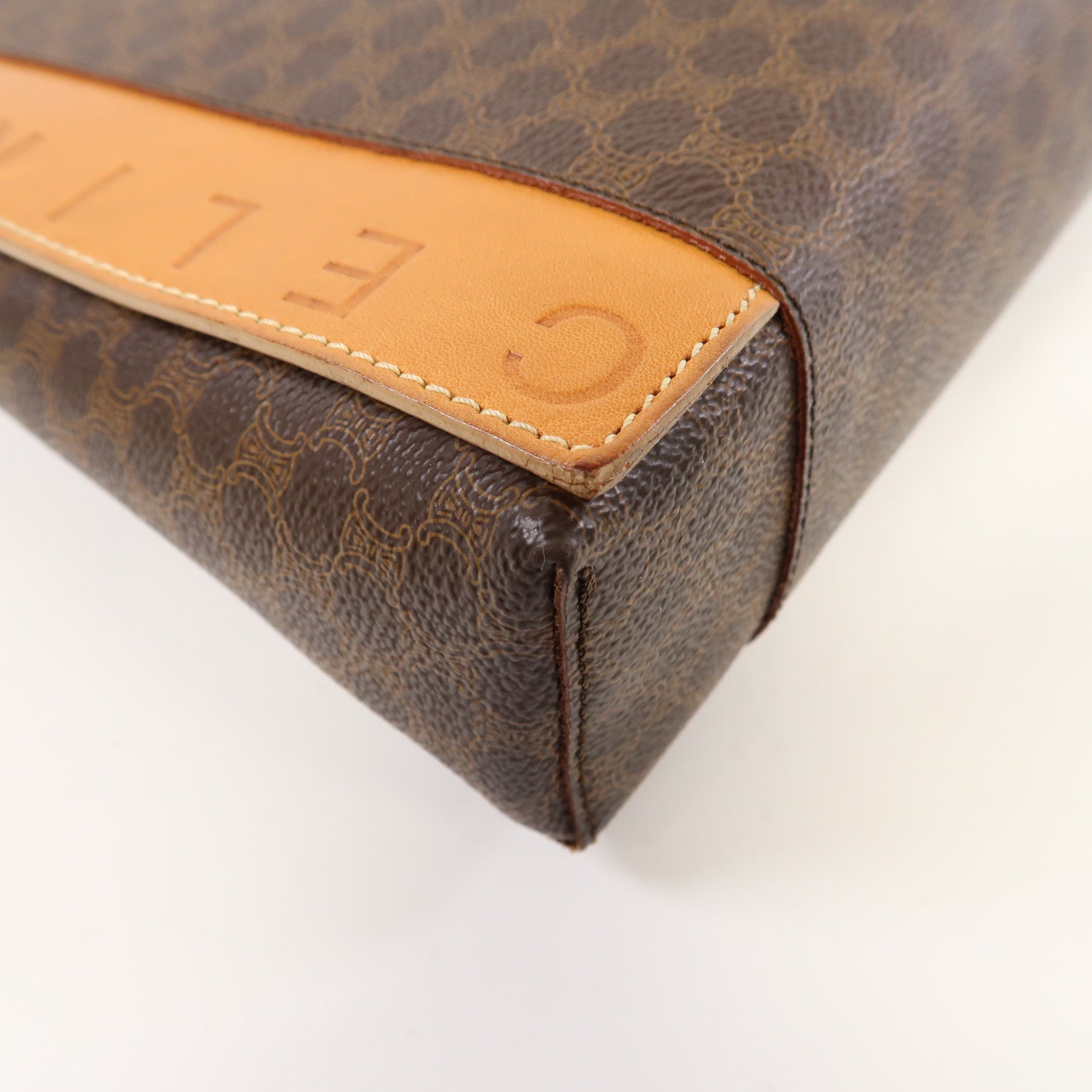 CELINE 塗層帆布Hand Bag金扣手挽袋啡色