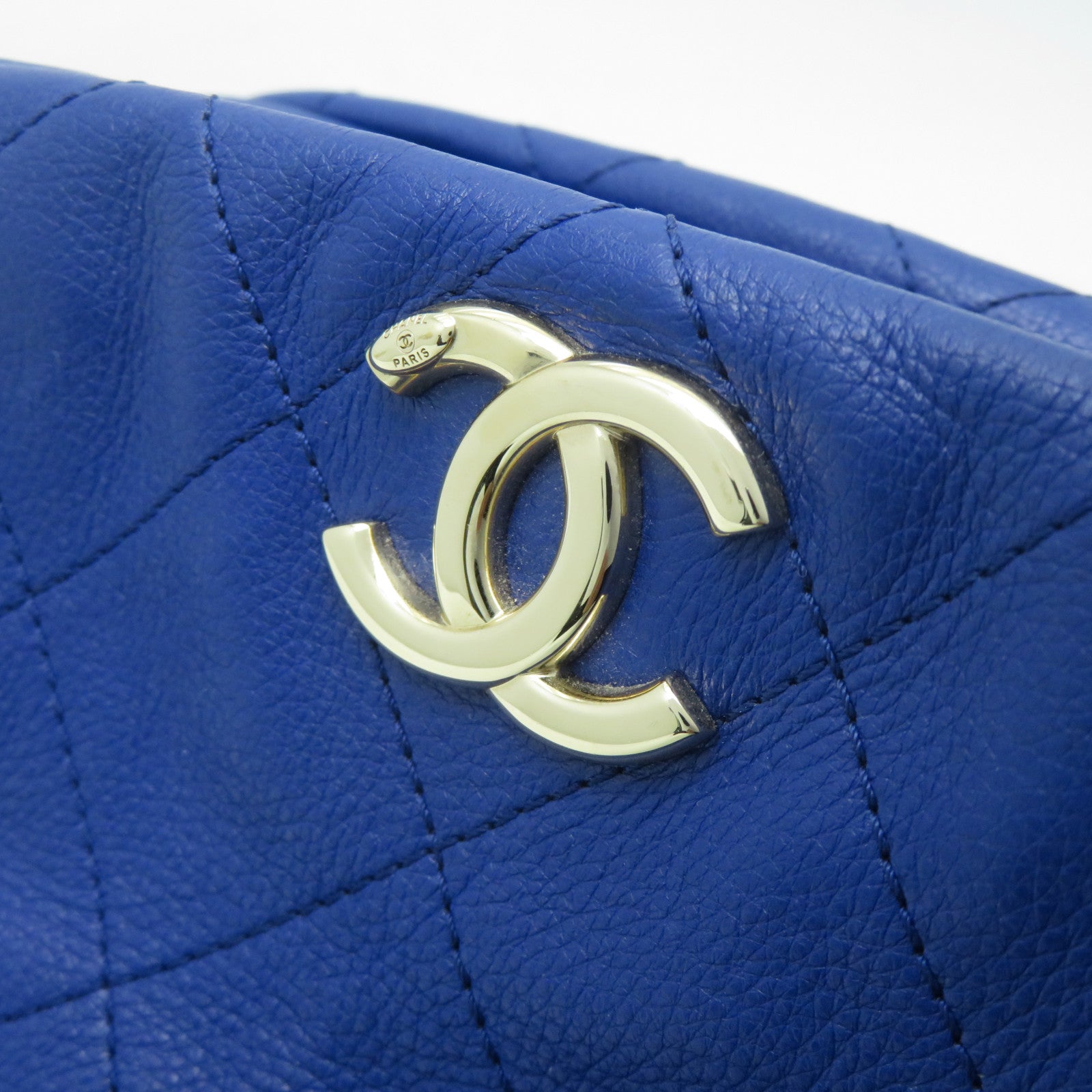 CHANEL **【激減優惠】菱格牛皮皮革Chain Shoulder金扣鏈帶肩背袋藍色