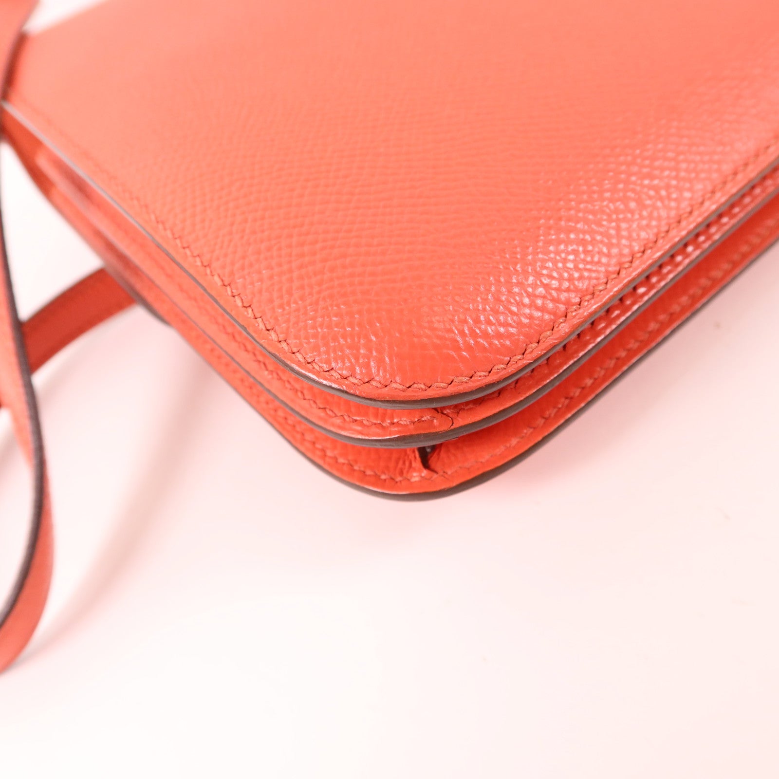 HERMES Epsom皮革Constance Mini銀扣肩背袋Rose Jaipur