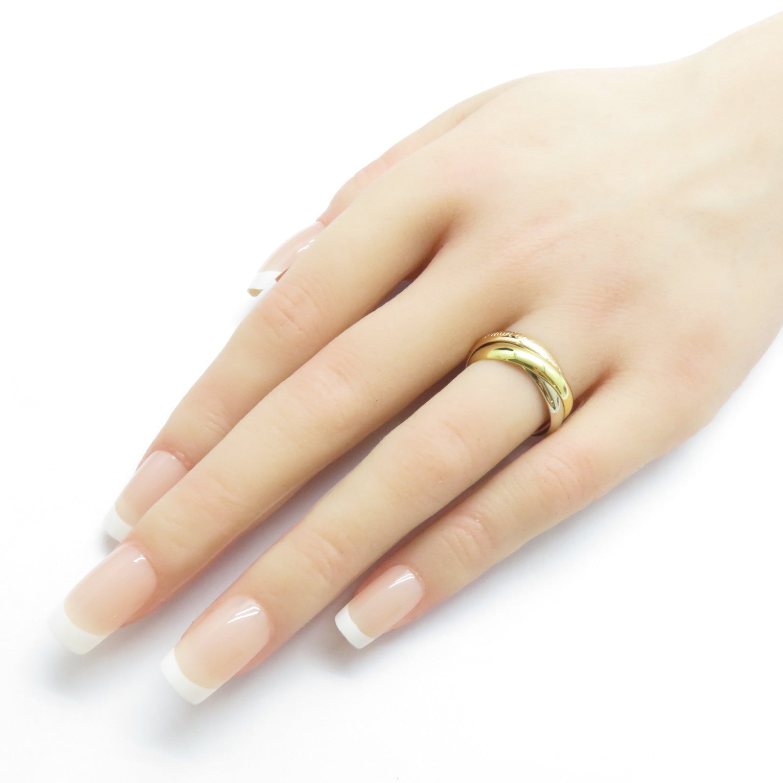 CARTIER 18K黃金/白金/玫瑰金Trinity戒指Cartier#53/US#6.25