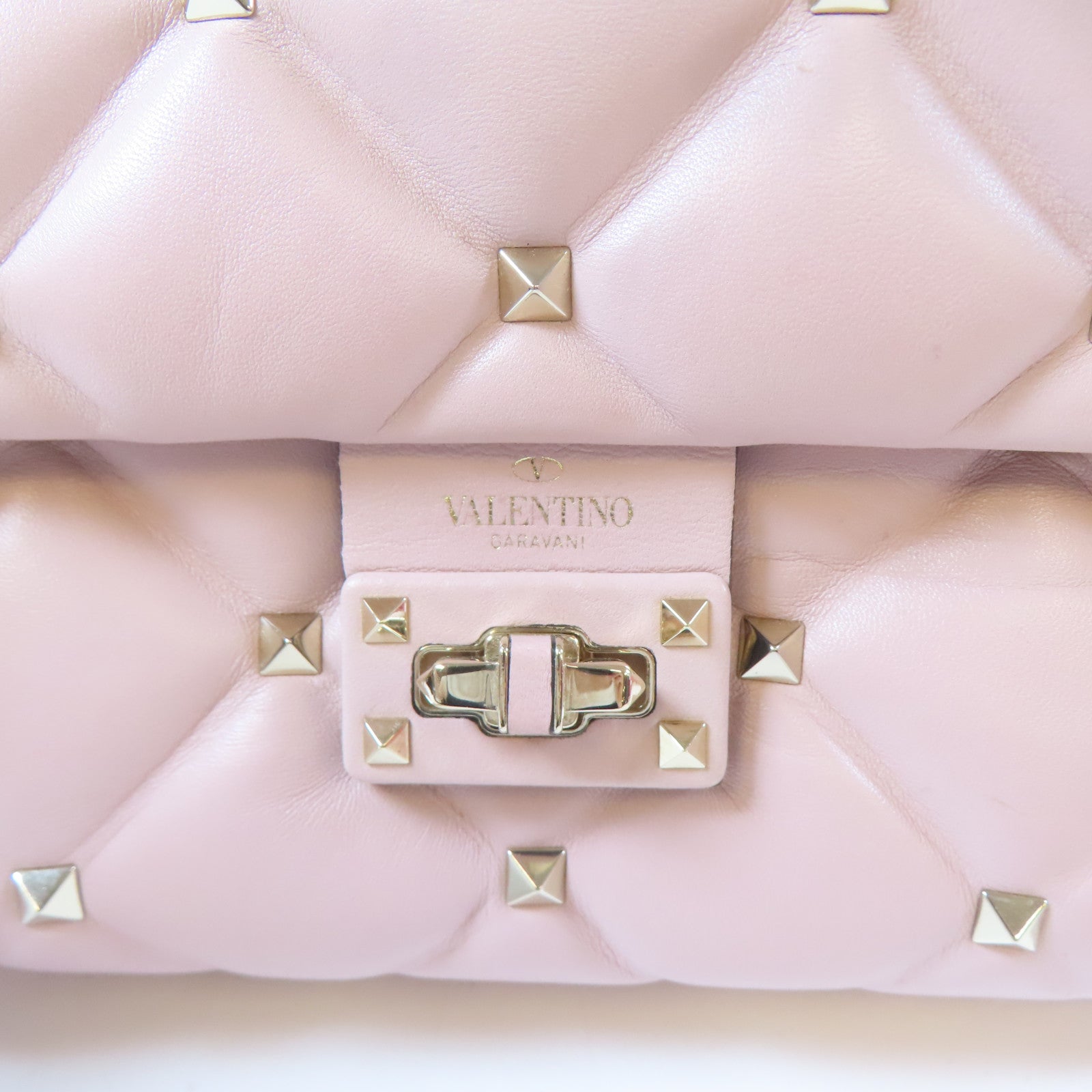Valentino 【激減優惠】羊皮皮革2way Shoulder Bag金扣手挽肩背兩用袋粉紅色