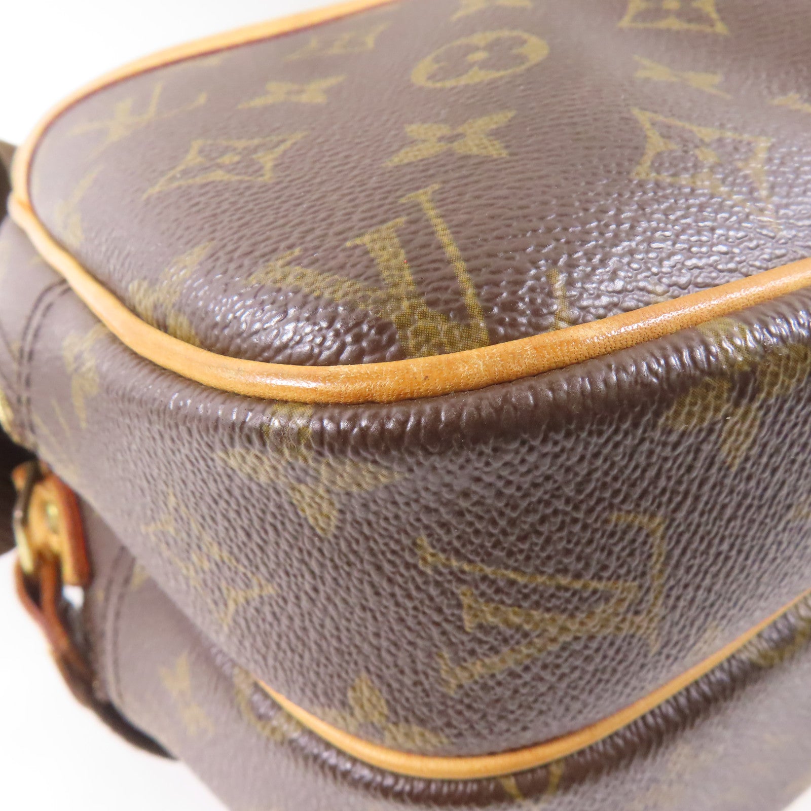 LOUIS VUITTON Monogram Reporter PM金扣肩背袋啡色