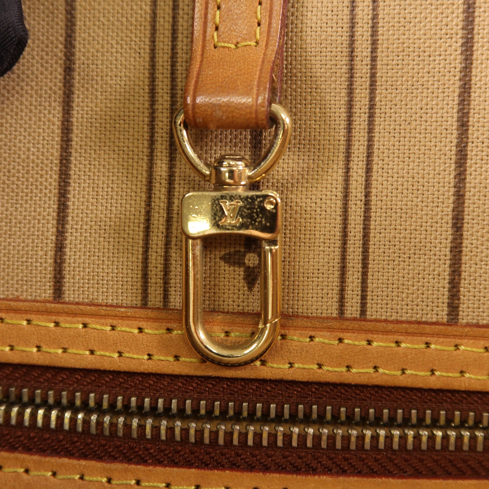 LOUIS VUITTON Monogram Neverfull MM金扣手挽袋