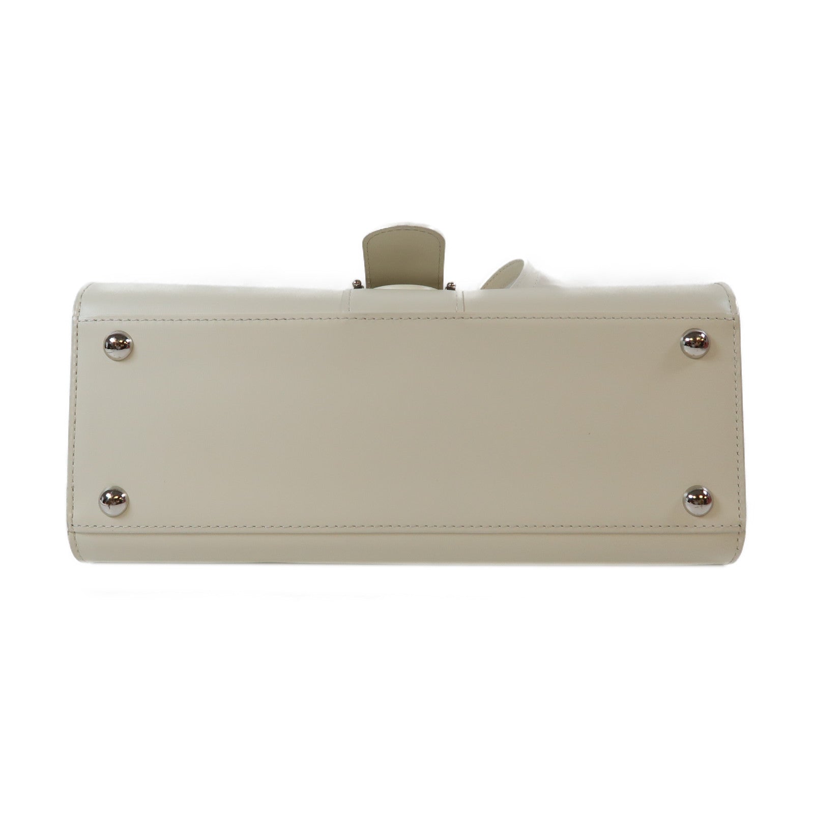 SELECTION 【激減優惠】牛皮皮革Shoulder Bag銀扣手挽肩背兩用袋白色