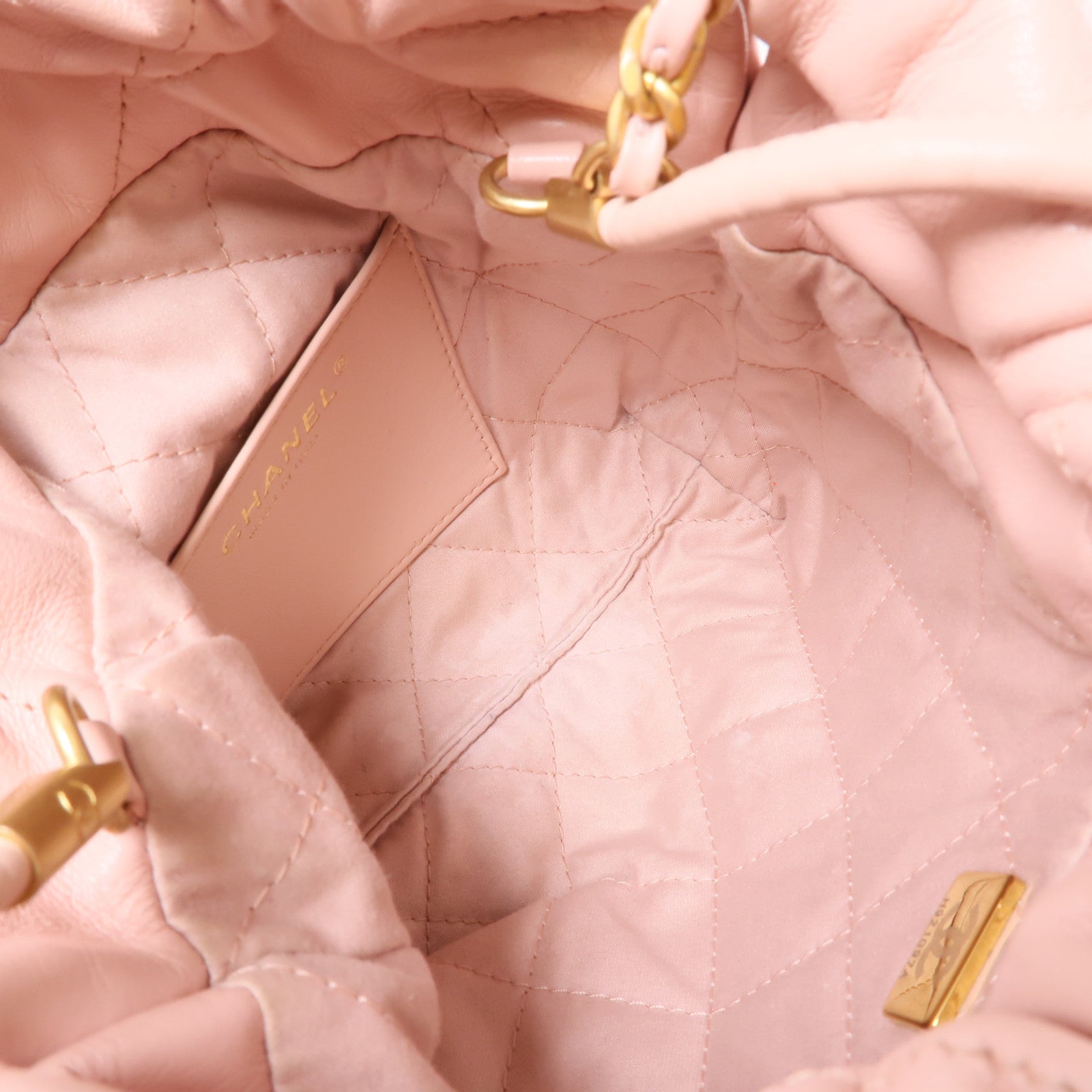 CHANEL【激減優惠】 牛皮皮革Mini 22金扣手挽肩背兩用袋粉紅色