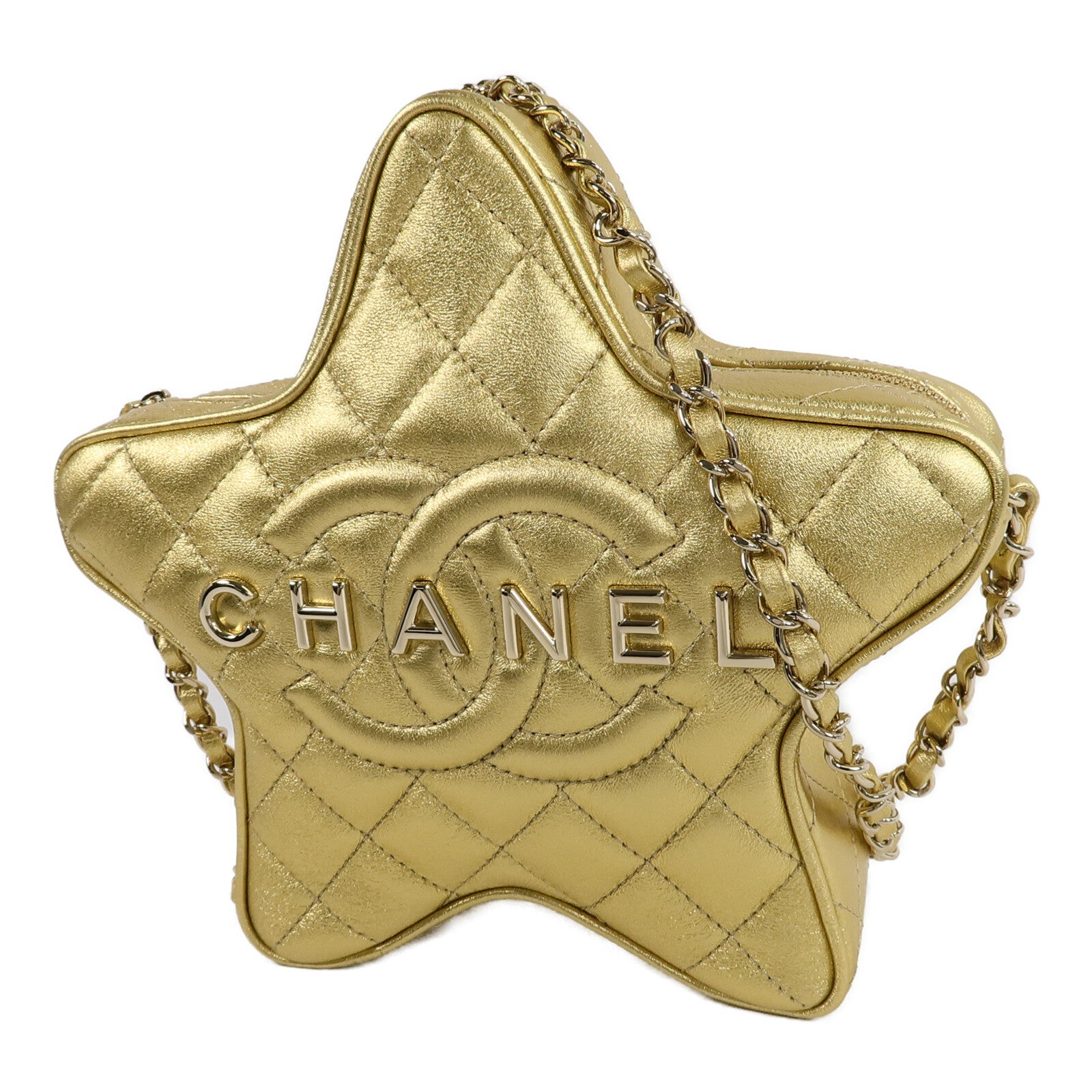 CHANEL 羊皮皮革Matelasse Star鏈帶肩背袋